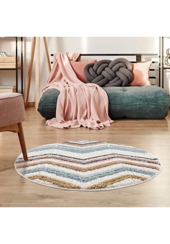 Carpet City Hochflor-Teppich »Focus«, rund, 20 mm Höhe, besonders weich, Zickzack/... kaufen