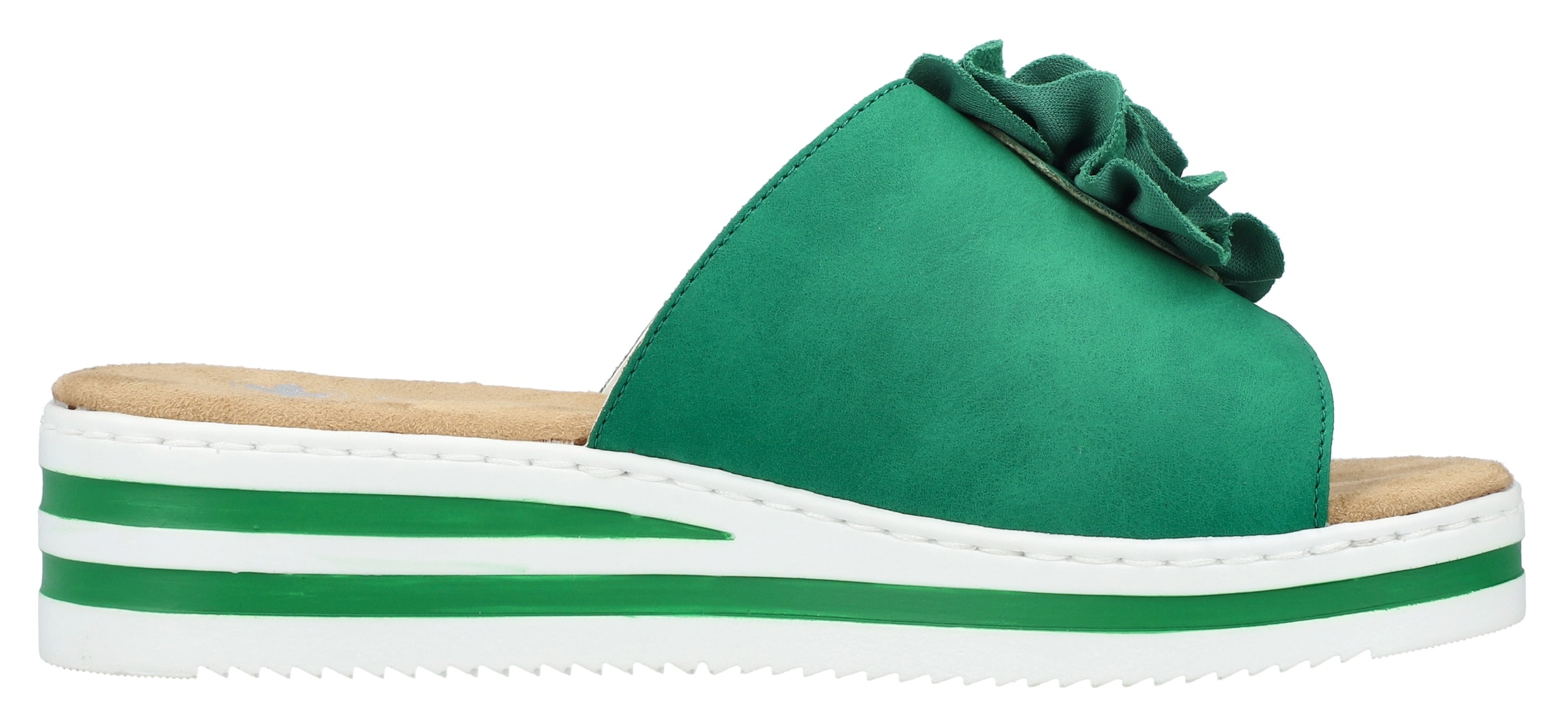 Rieker Pantolette, Sommerschuh, Poolslide, Strandschuh, Keilabsatz, mit Klettverschluss