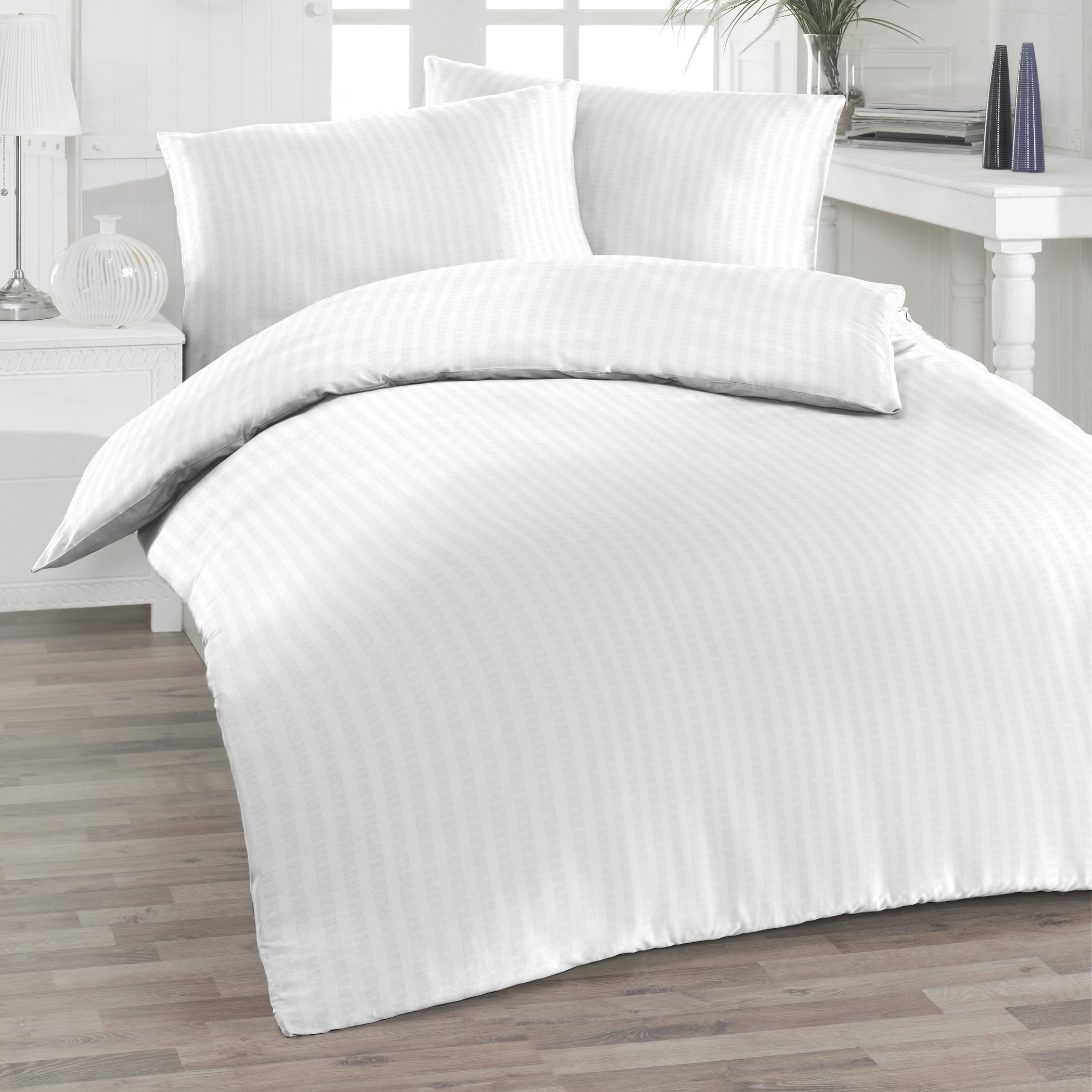 Florella Bettwäsche »»UNI weiss« Soft-Seersucker,  100% Baumwolle«