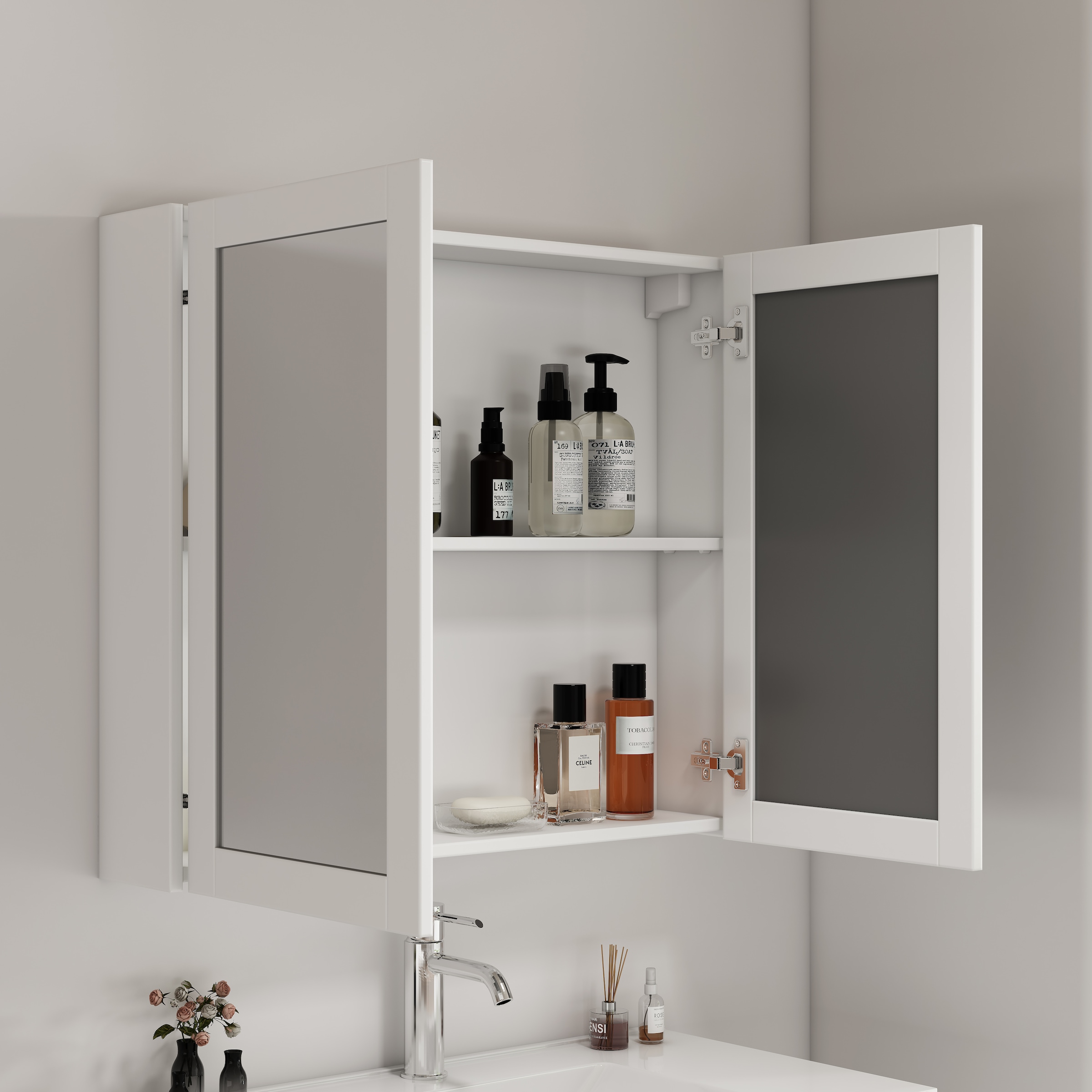 welltime Spiegelschrank »AMSTERDAM« platzsparender Spiegelschrank mit individuell verstellbarem Regalboden