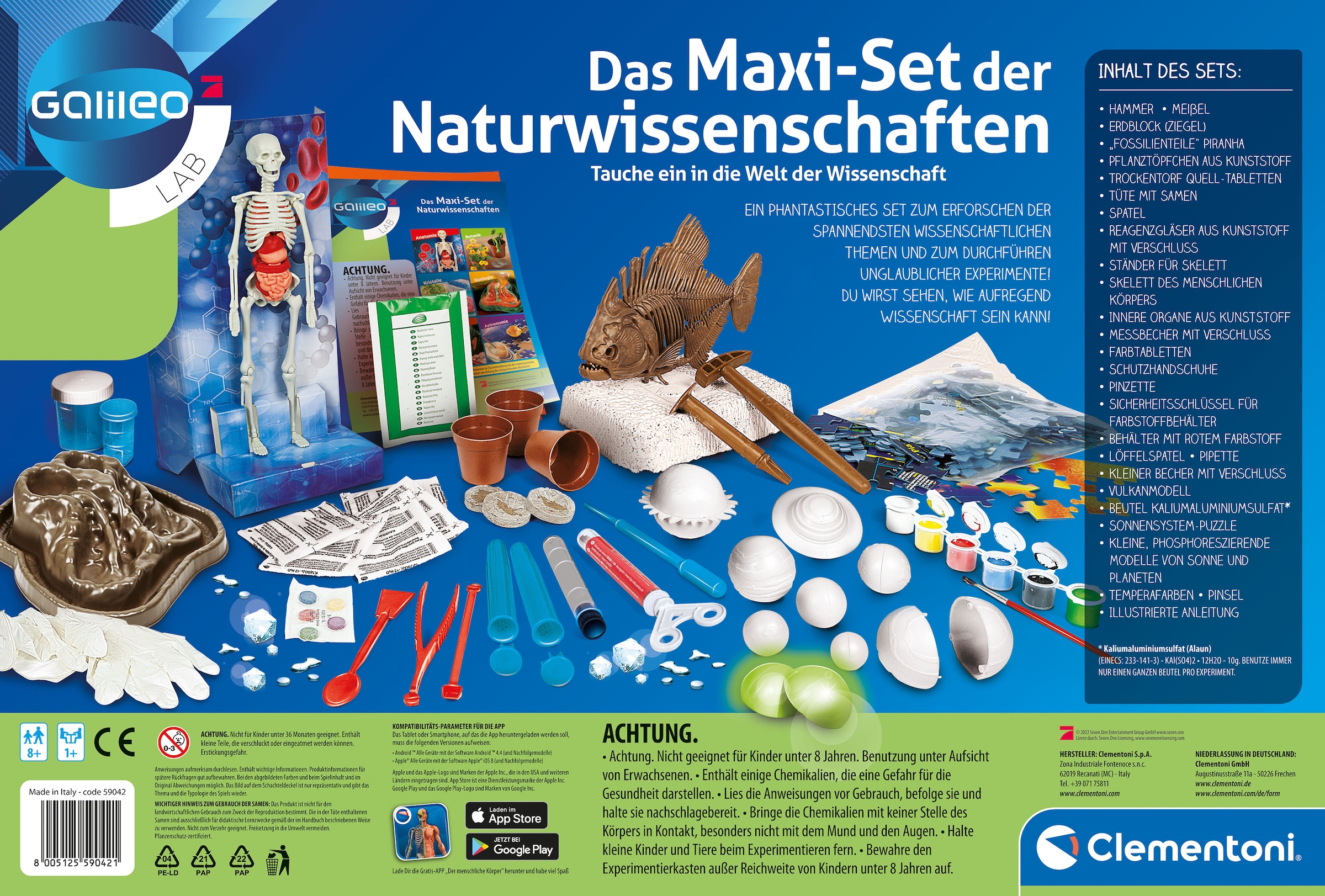 Clementoni® Experimentierkasten »Galileo, Maxi-Set der Naturwissenschaften«, Made in Europe