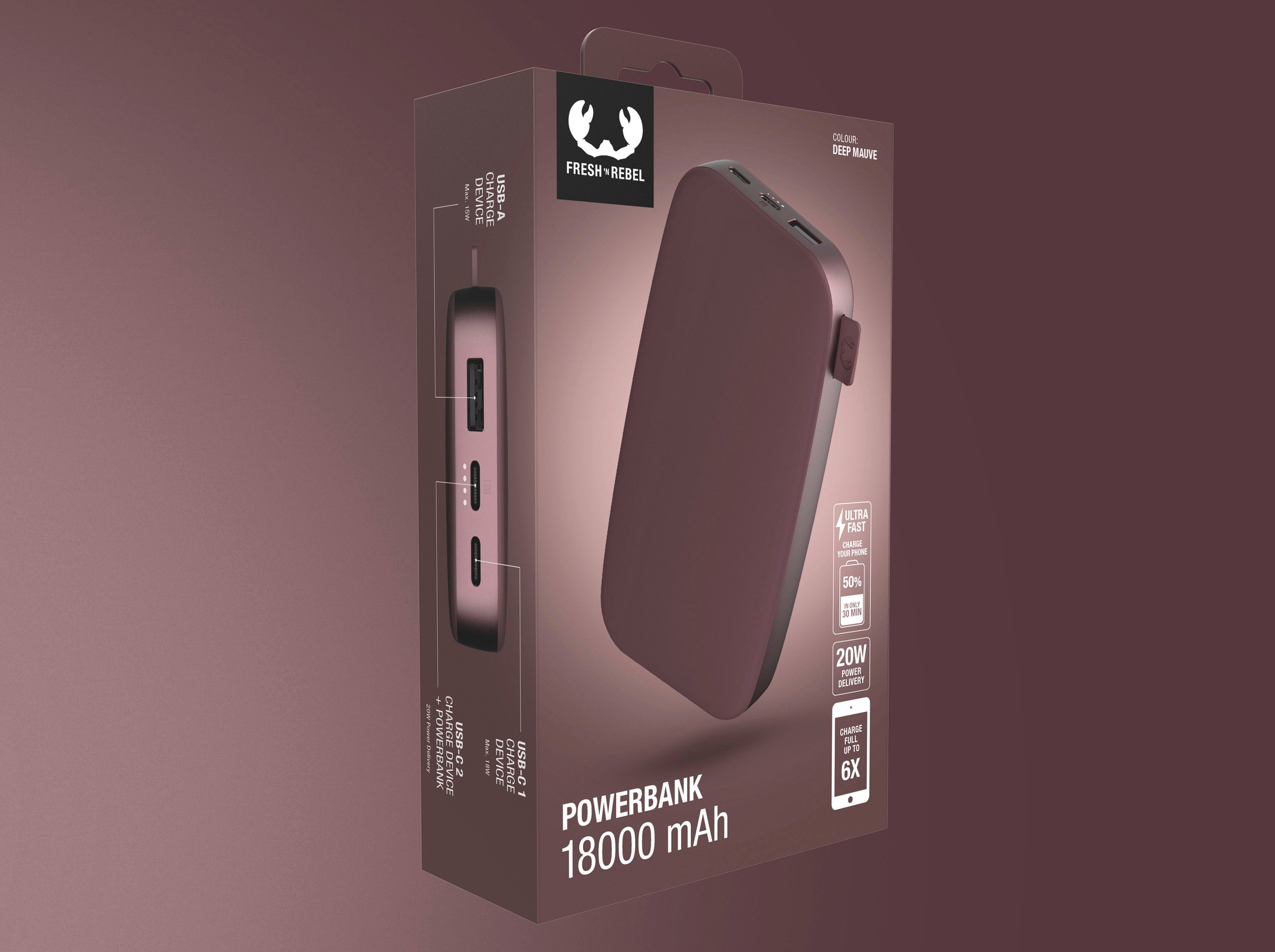 Fresh´n Rebel Powerbank »Power Pack 18000mAh mit USB-C, Ultra Fast Charge & 20W PD«