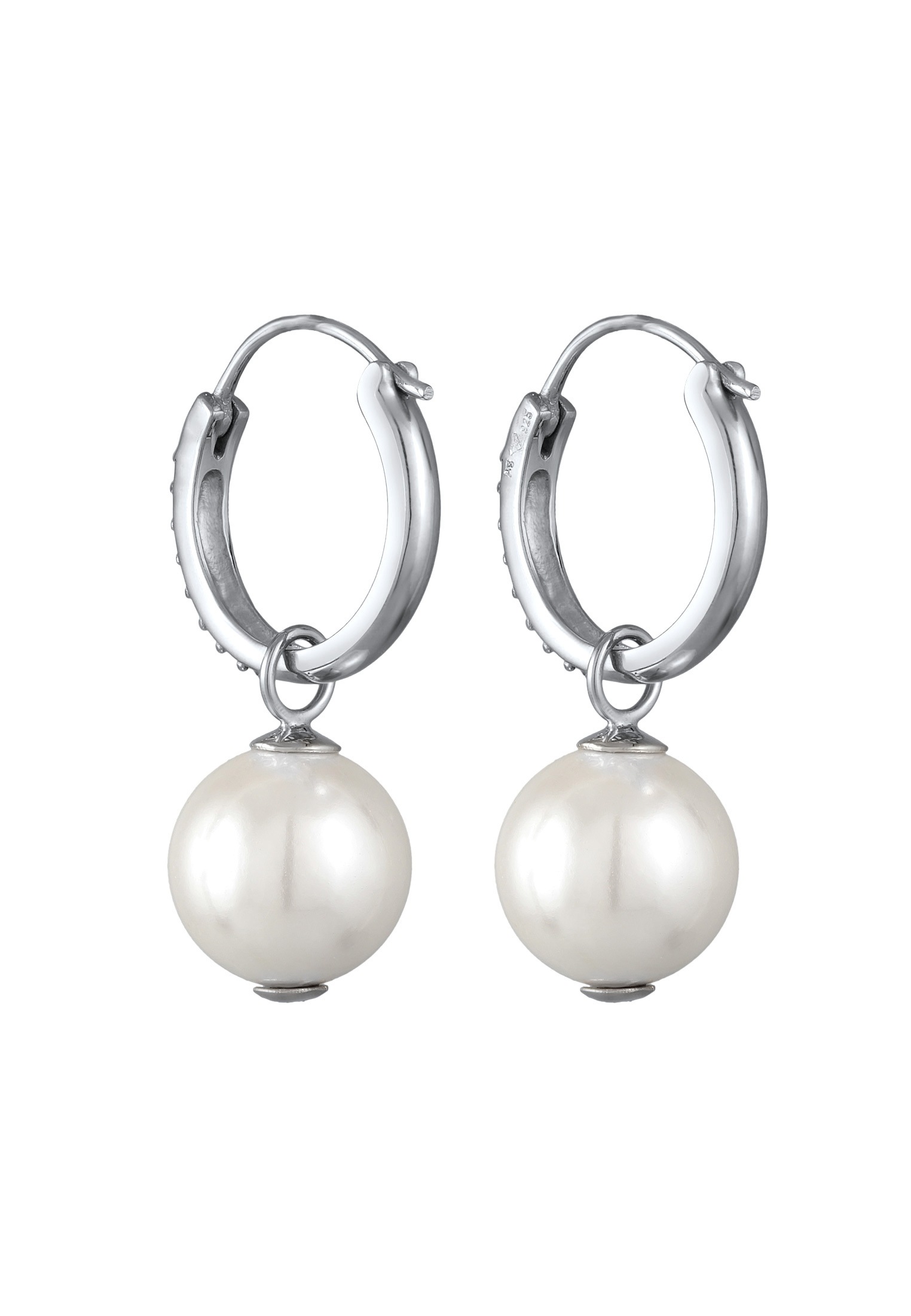 Elli Paar Creolen »Ohrringe Creolen Muschelkernperlen Kristalle 925 Silber«