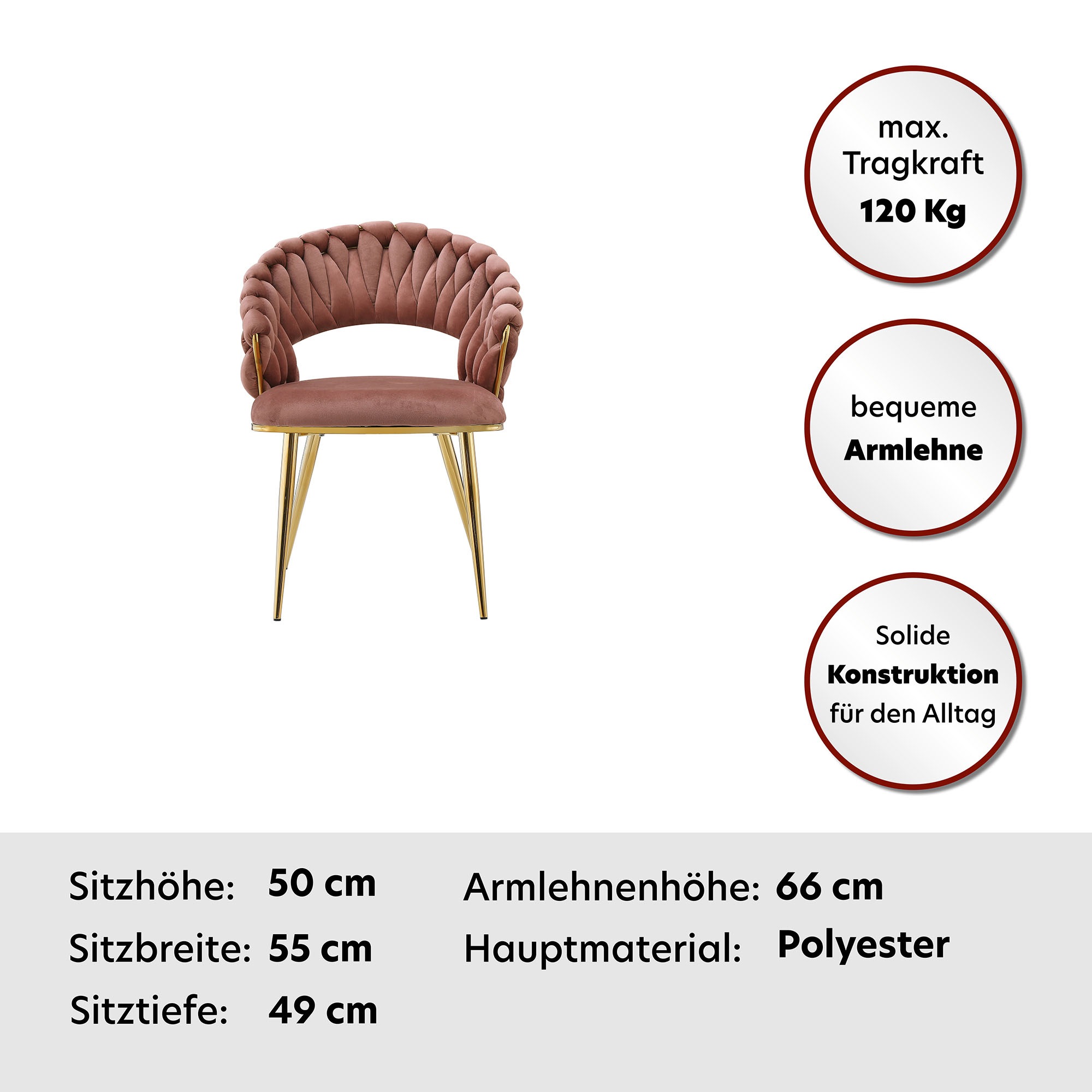 Kayoom Polsterstuhl »Stuhl Finesse 125 2er-Set, TOPSELLER! Flechtverarbeitung am Rücken«, (Set), 2 St., 2-er Set, angesagter Flechtoptik, bequem und stabil