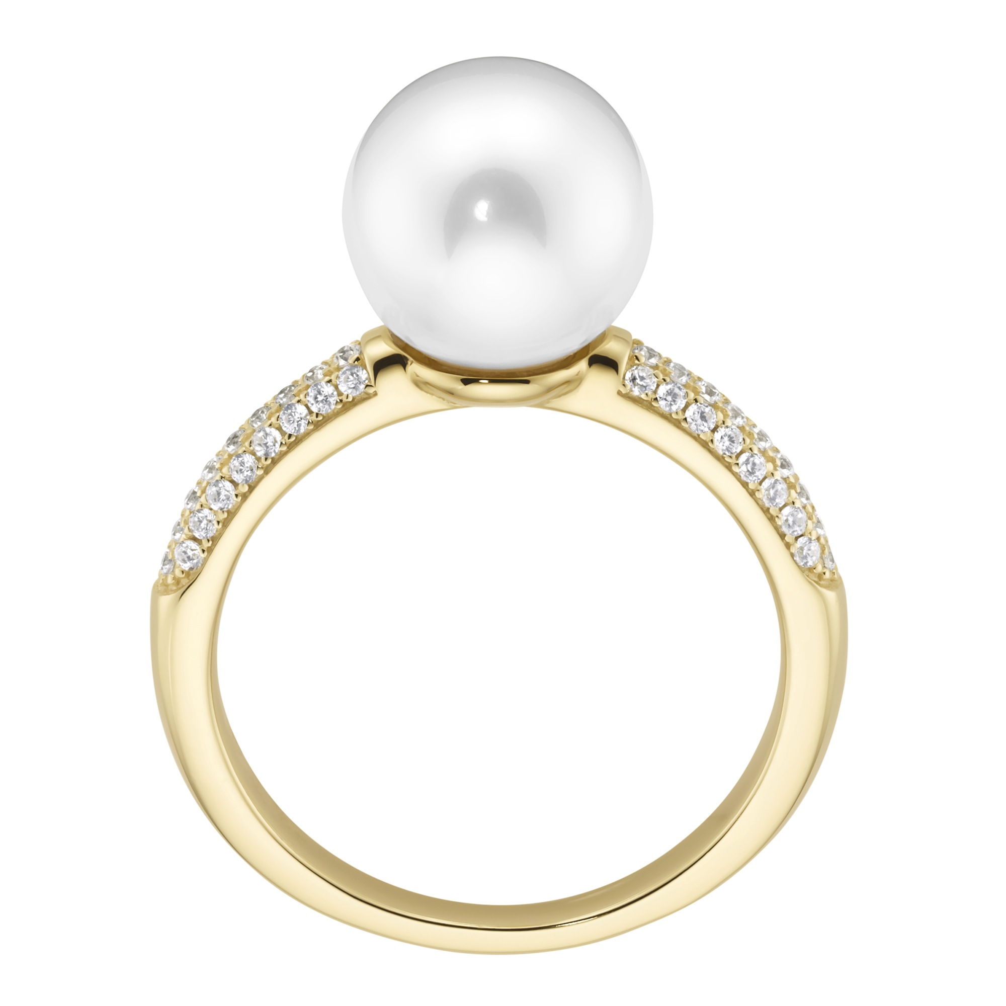GIORGIO MARTELLO MILANO Perlenring »Ring mit Muschelkern-Perle und Zirkonia, Silber 925«