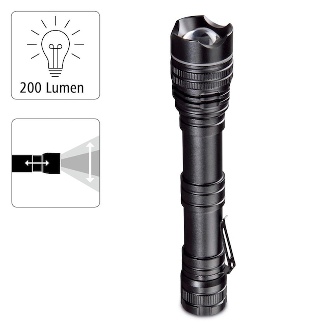 Hama LED Taschenlampe »LED Taschenlampe Outdoor mit Clip, 200 Lumen, 3  Lichtmodi« ➥ 3 Jahre XXL Garantie | UNIVERSAL