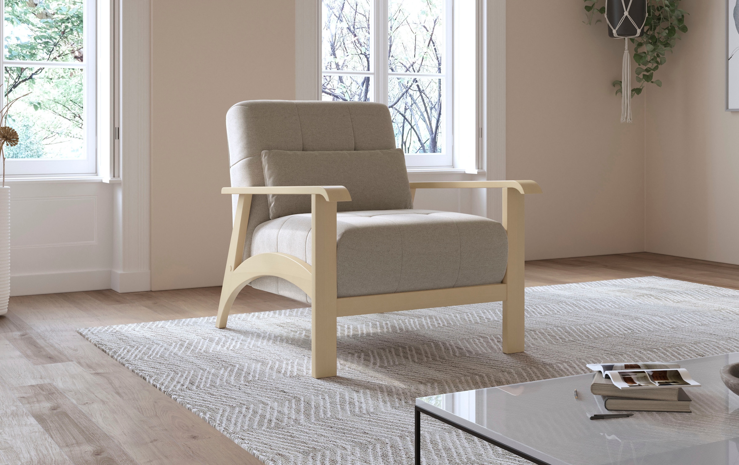 sit&more Sessel »Billund«, Armlehnen aus Buchenholz in natur, verschiedene Bezüge und Farben