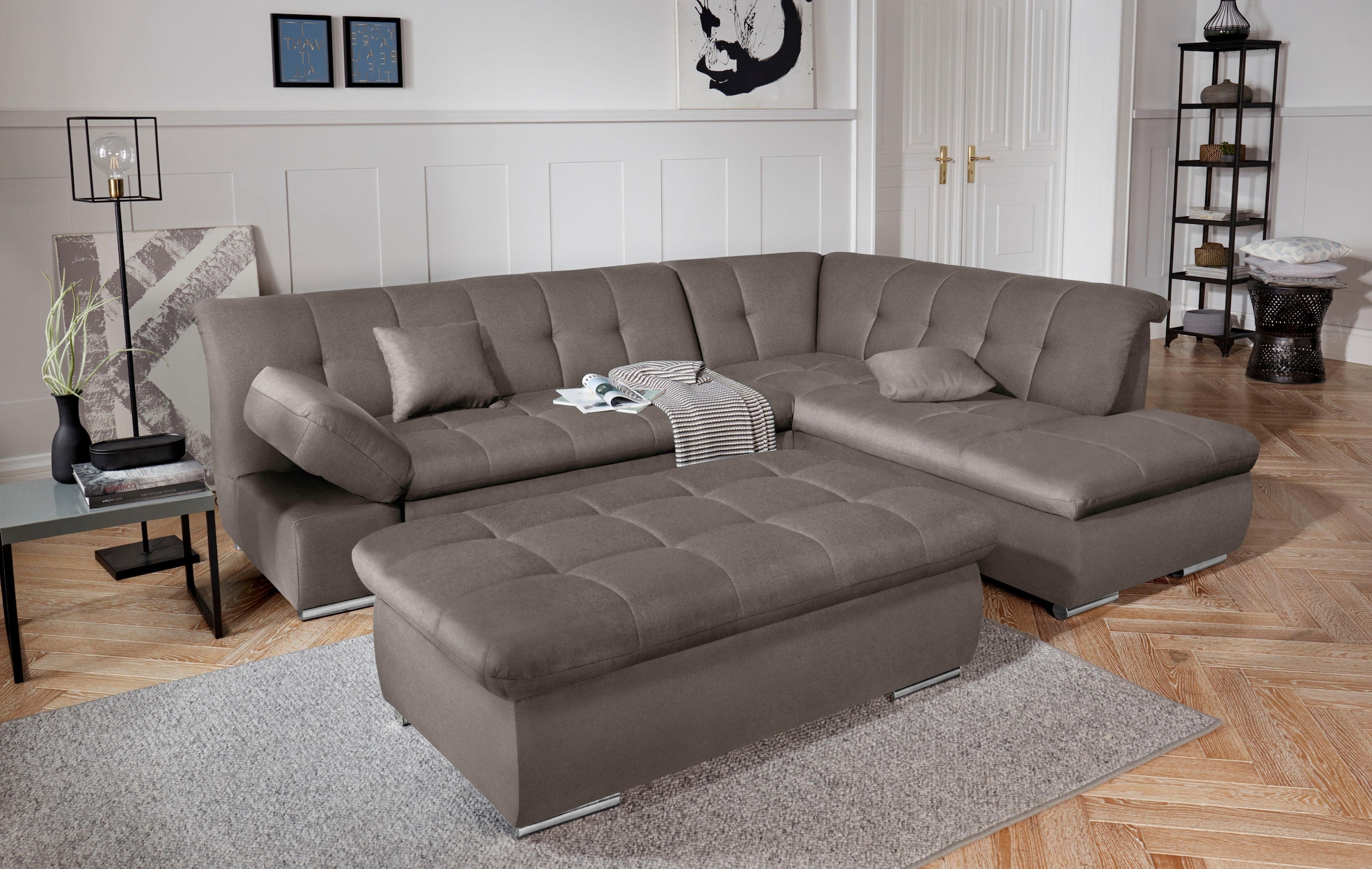 DOMO collection Ecksofa »Mona L-Form«, wahlweise mit Bett- und Armlehnfunktion