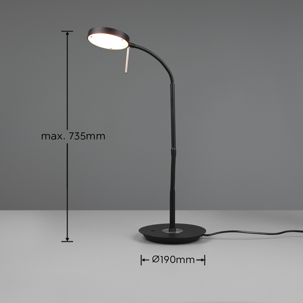 TRIO Leuchten LED Tischleuchte »MONZA, Tischlampe mit Sensordimmer Lichtfarbe einstellbar 2300-4000K«, 1 flammig, Leuchtmittel LED-Board | LED fest integriert, Leuchtenkopf flexibel verstellbar Memoryfunktion Höhe 57-74 cm