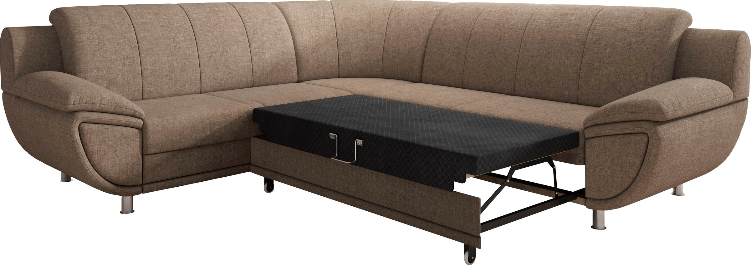 TRENDMANUFAKTUR Ecksofa »Rondo II, zeitlos & elegant, bequeme Armlehnen, L-Form«, wahlweise mit Federkern, wahlweise mit Bettfunktion, B/T 247/267cm