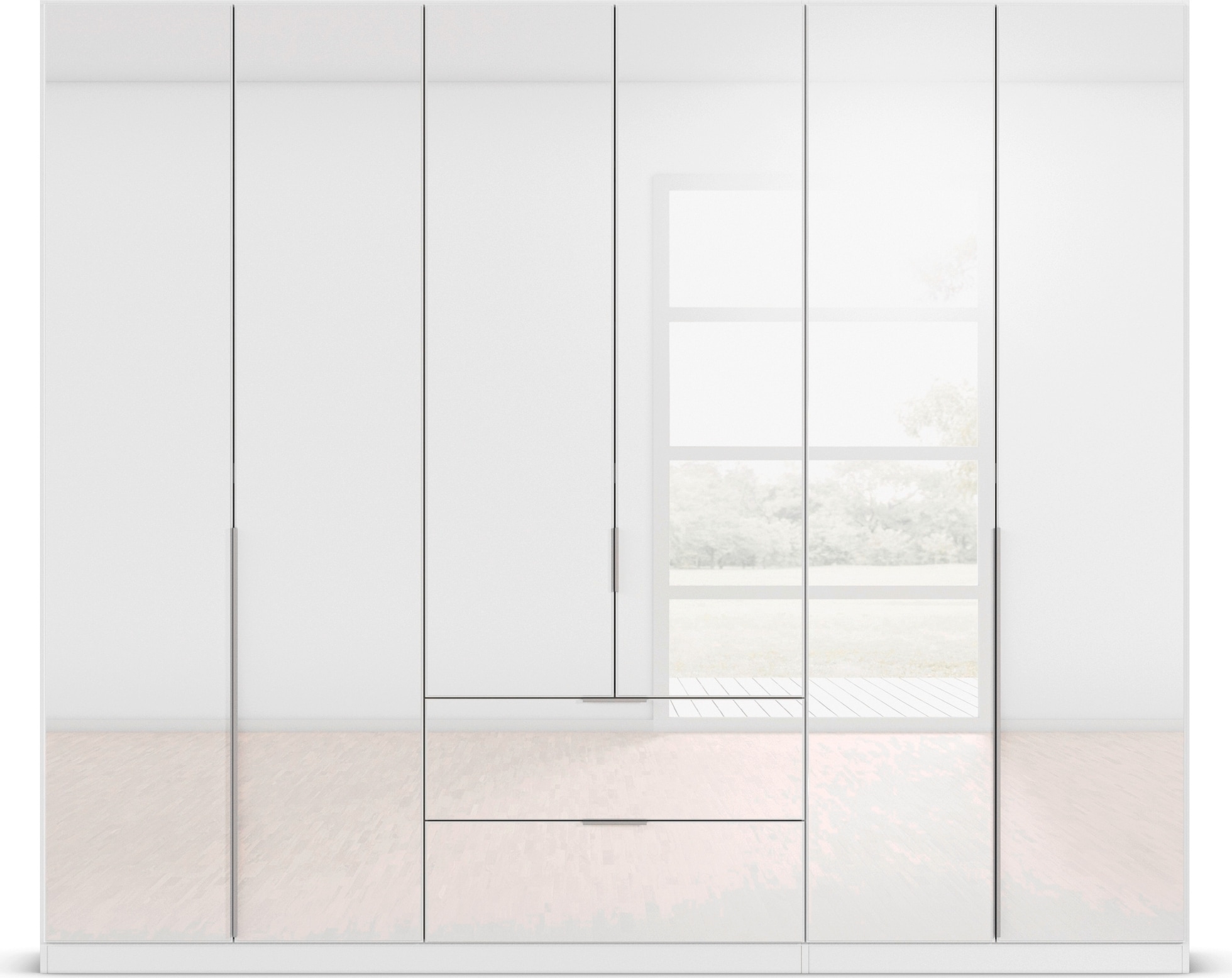 rauch Drehtürenschrank »Kleiderschrank Kleiderschränke Schrank Garderobe AGORDO mit Glasfront«, (in zwei Griff-Farben, Breiten 91-360 cm), mit Außenschubkästen, in 7 Breiten und 2 Höhen MADE IN GERMANY