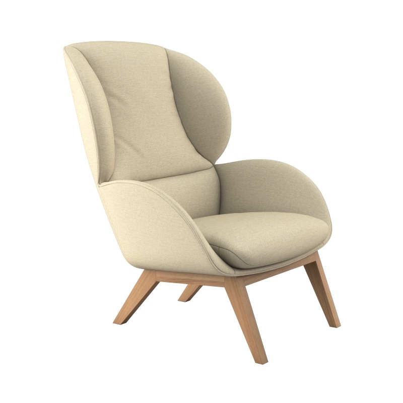 FLEXLUX Ohrensessel »Adria«, Stil & Komfort, organische Form, Fuß Eiche