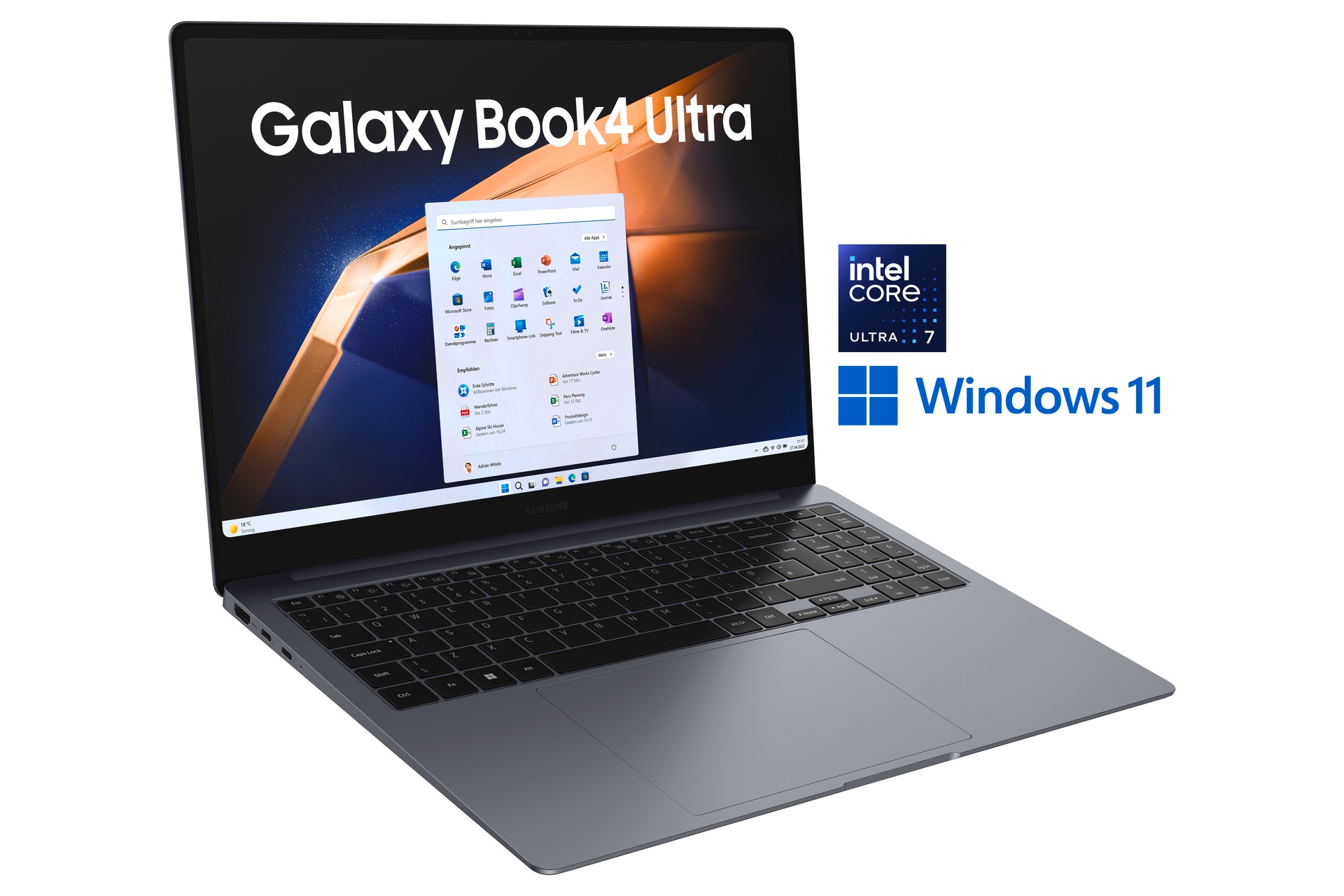 Samsung Notebook »NP960X Galaxy Book4 Ultra 16''«, 40,6 cm, / 16 Zoll, Intel, Core Ultra 7, GeForce RTX, 512 GB SSD, Intel Core Ultra 7 Prozessor, 16 GB + 512 GB