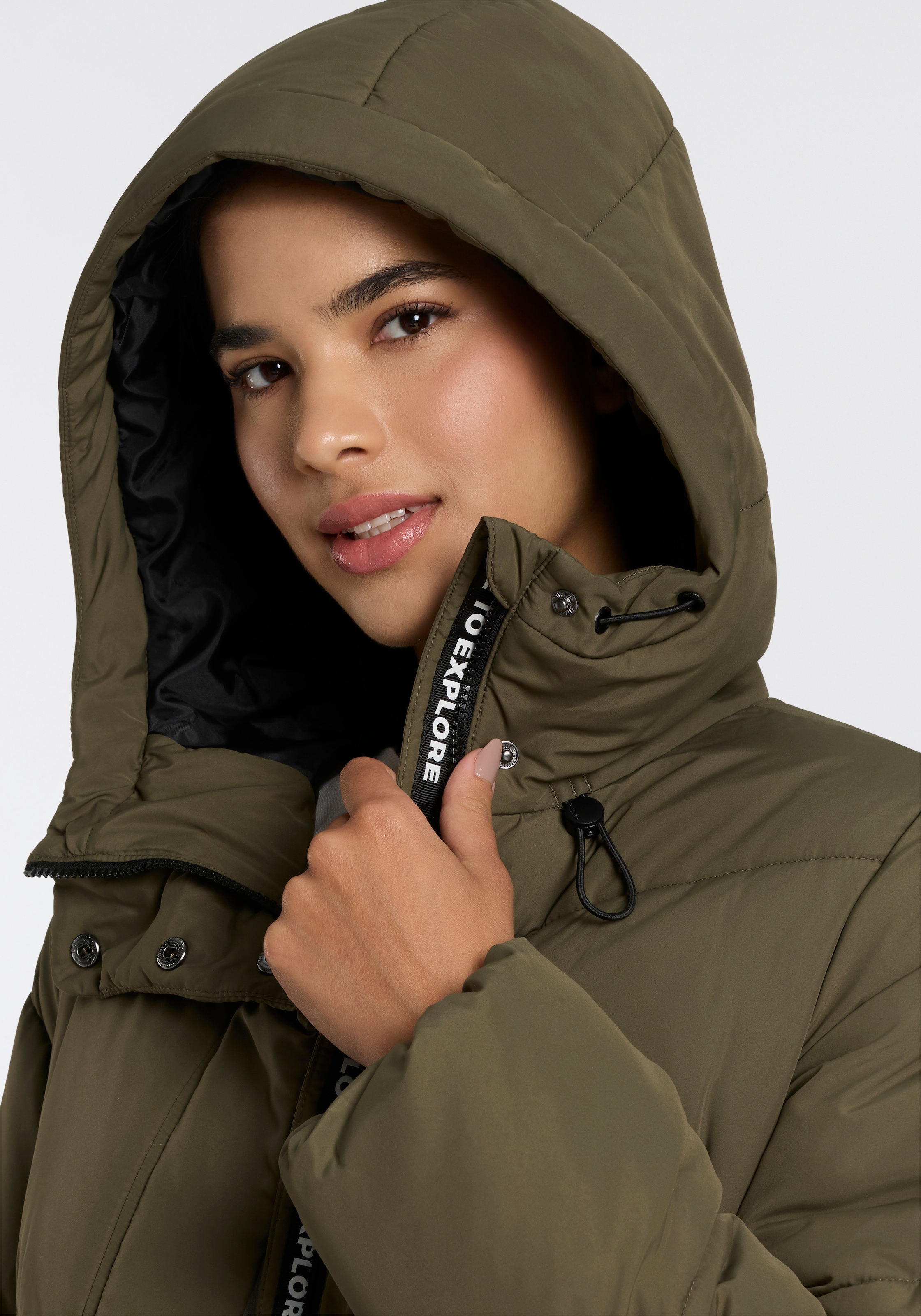 ONLY Steppmantel »ONLMEGAN LIFE LONG PUFFER COAT CS OTW« verdeckter Zipper, Reißverschlusstaschen, winddicht