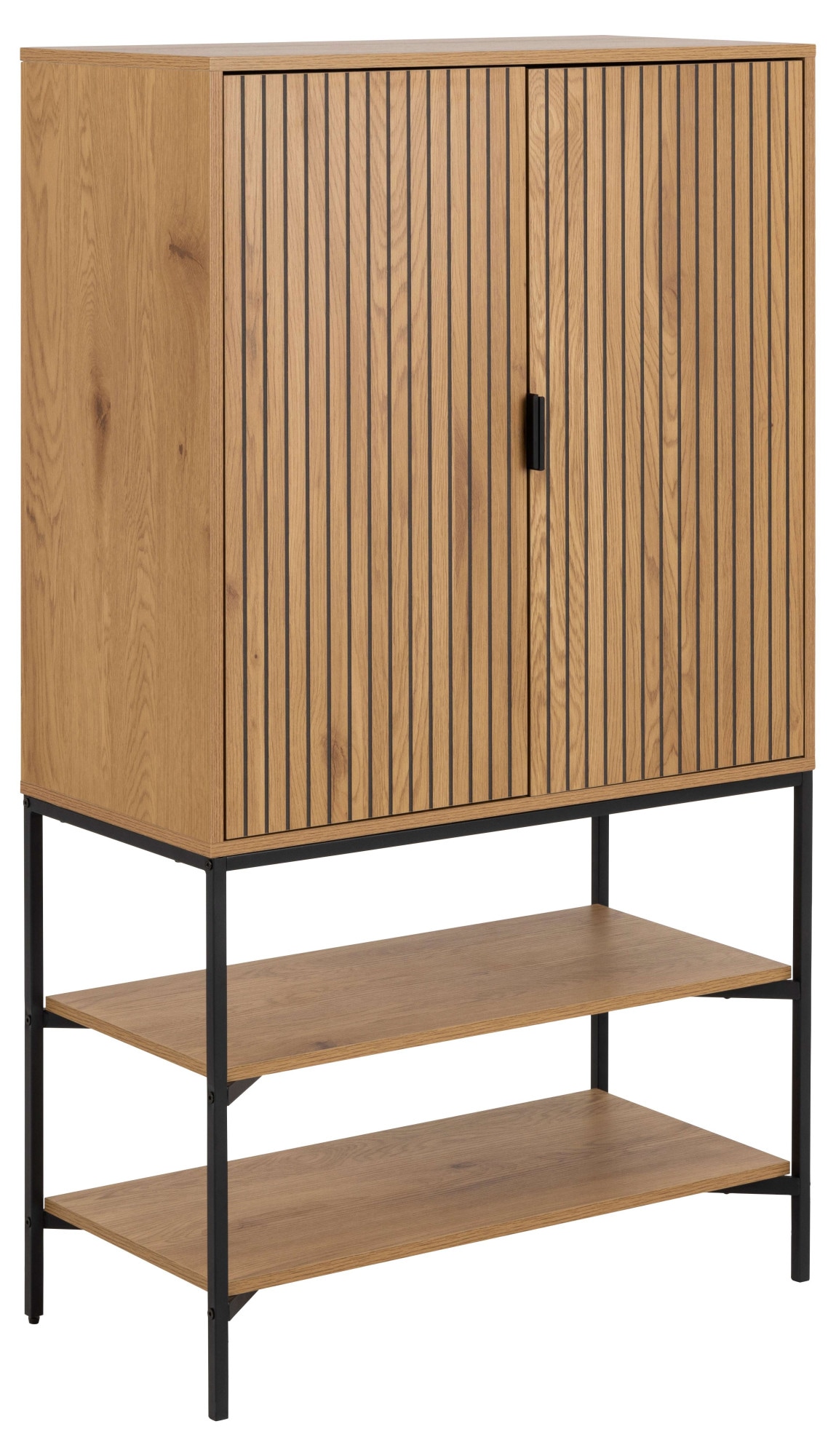 ACTONA GROUP Stauraumschrank »Jaipur Sideboard, Regal,«, Wildeiche-Optik, 2 Türen und 2 Einlegeböden, Lamellenfront