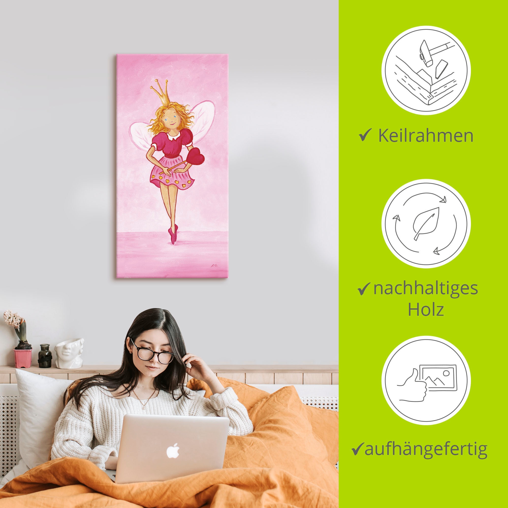 Artland Leinwandbild »Ballerina Josephina«, Geschichten & Märchen, (1 St.), auf Keilrahmen gespannt