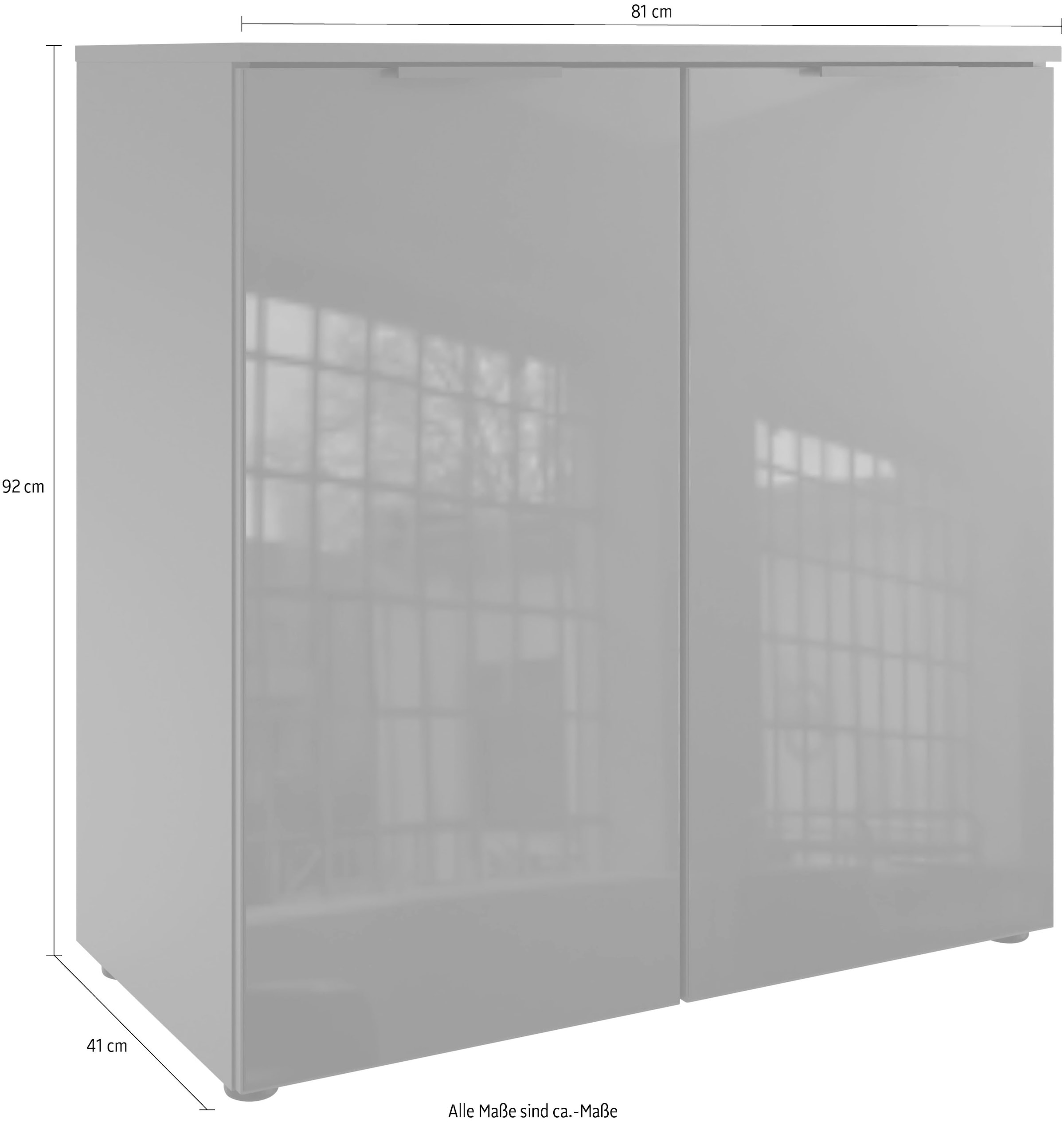 Wimex Kommode »Level36 black C by fresh to go«, mit Glaselementen auf der Front, soft-close Funktion, 81cm breit