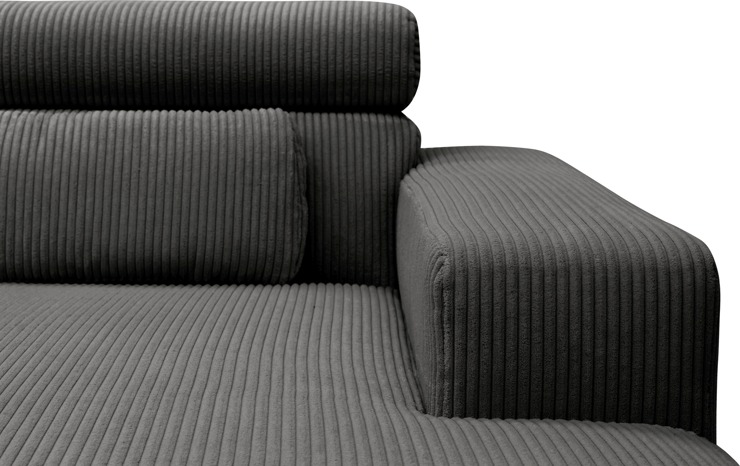 DOMO collection Wohnlandschaft »Brandon, belastbar bis 140kg/ Sitz, B/T: 359/228 cm, U-Form«, mit Sitztiefenverstellung, Cord, grau