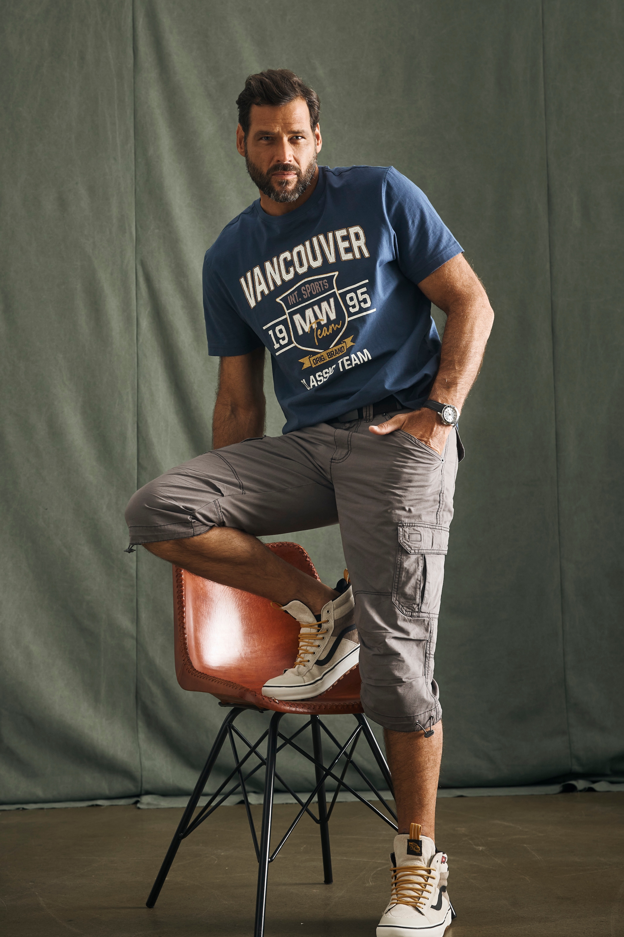 Man's World T-Shirt, Kurzarm, bedruckt, Rundhalsausschnitt, aus Baumwolle