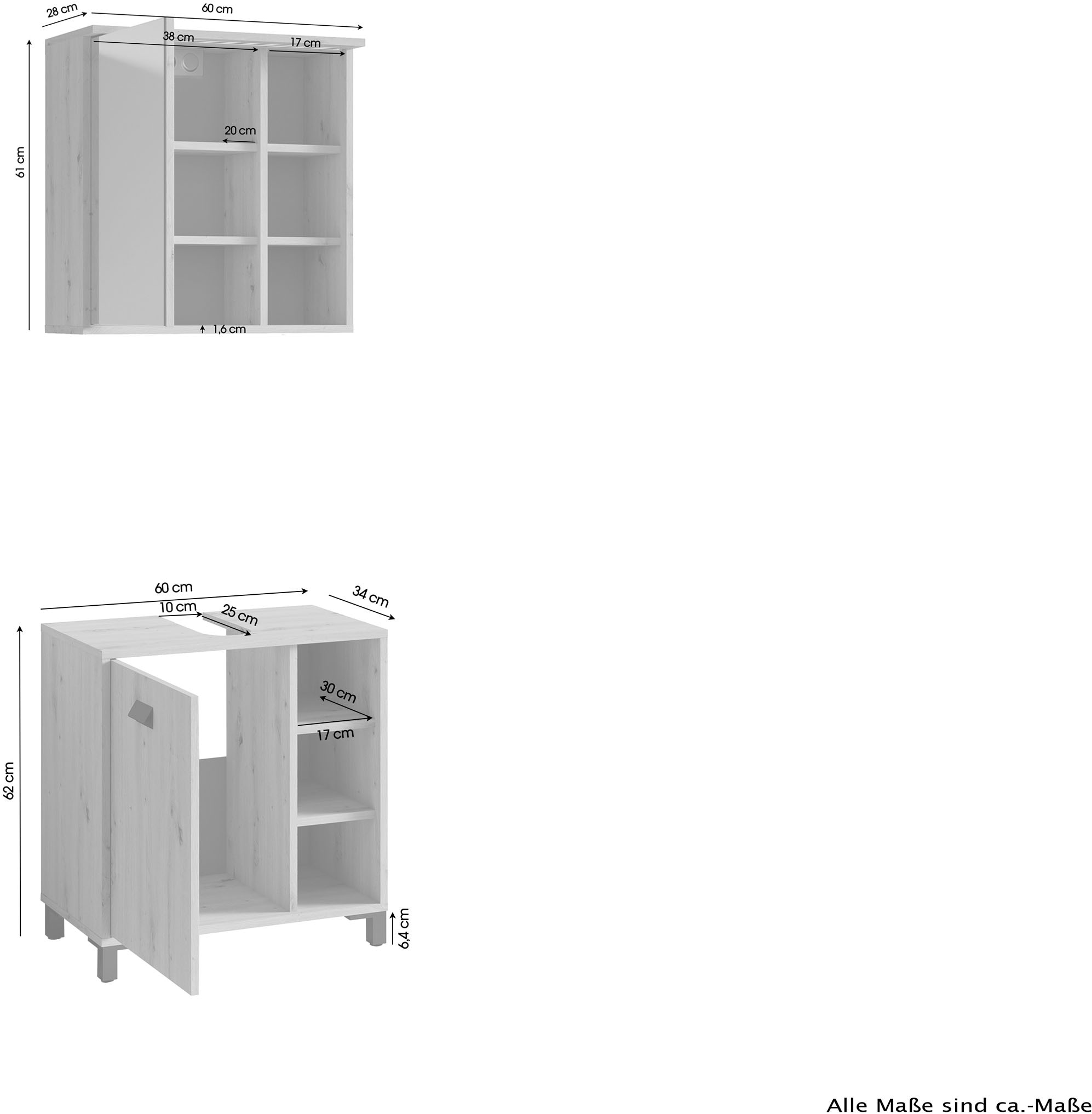 byLIVING Badmöbel-Set »Wellness« Komplett-Set, 2-tlg, 2 Stk. tlg.