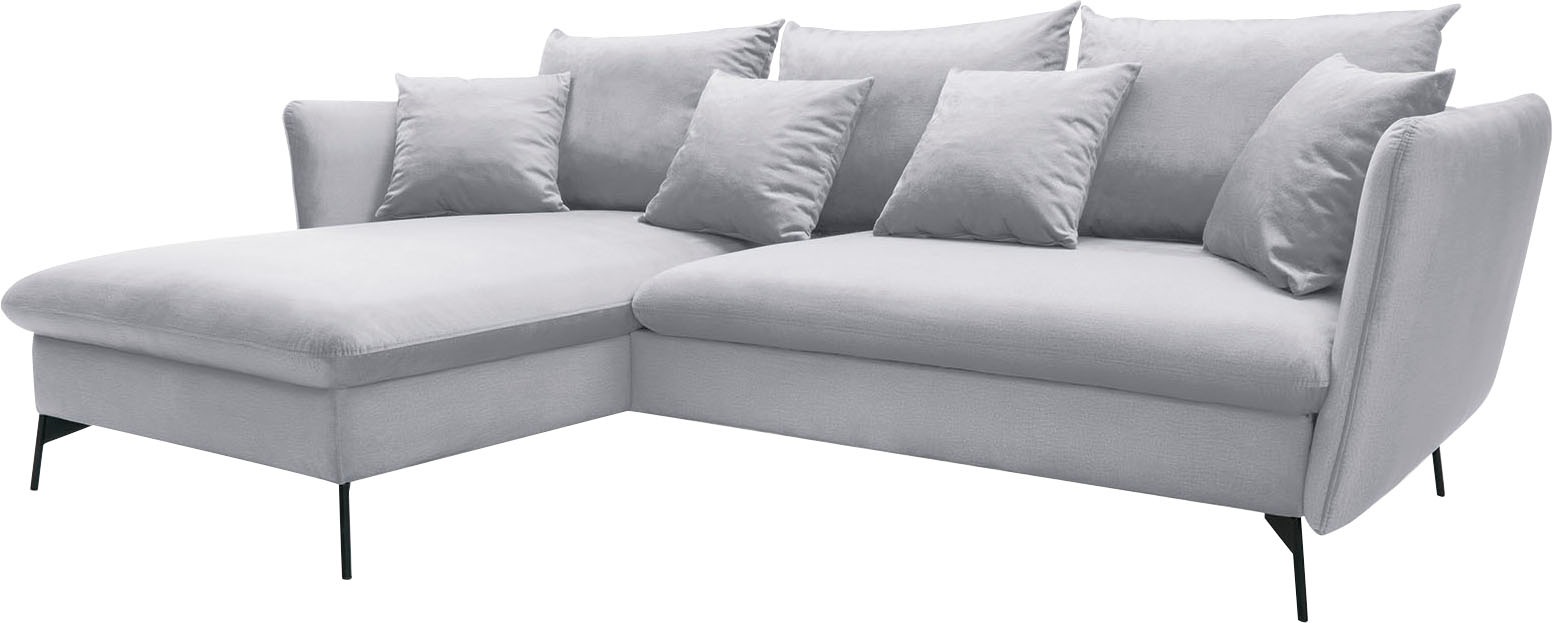 andas Ecksofa »LIVORNO,258 cm, L-Form,«, Schlaffunktion u. Bettkasten (139/224cm), Samt, Struktur, Webstoff
