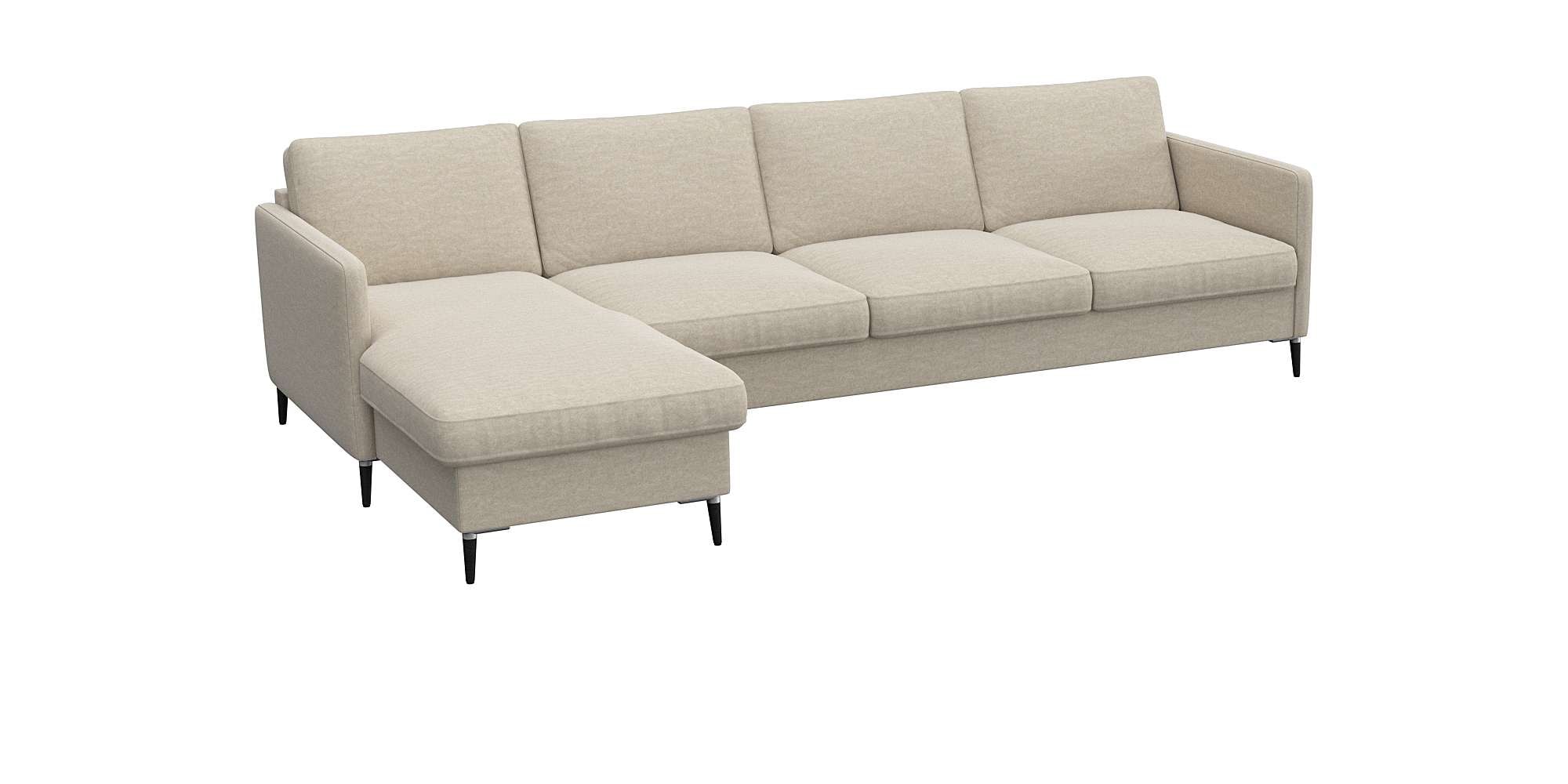 FLEXLUX Ecksofa »Fiore, L-Form« schmale Armlehnen, Kaltschaum, Füße Alu+schwarz
