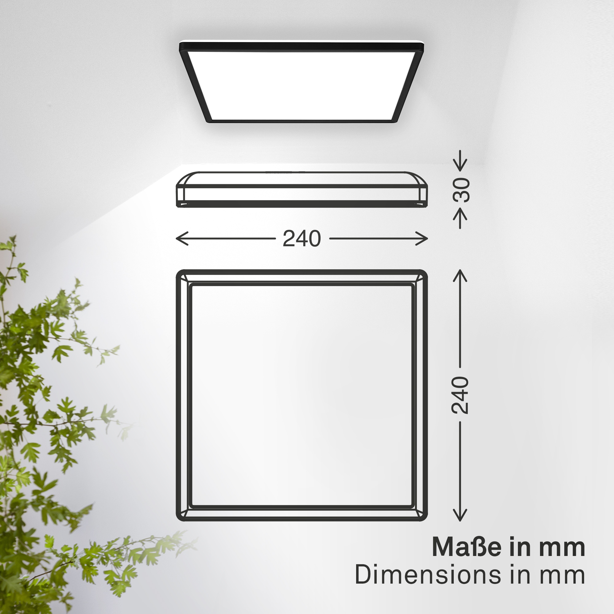 B.K.Licht LED Panel »SHALLOW« LED-Board 1 Stk. Neutralweiß 24x24x3 cm, Badlampe, Badezimmer, Küche, Wohnzimmer