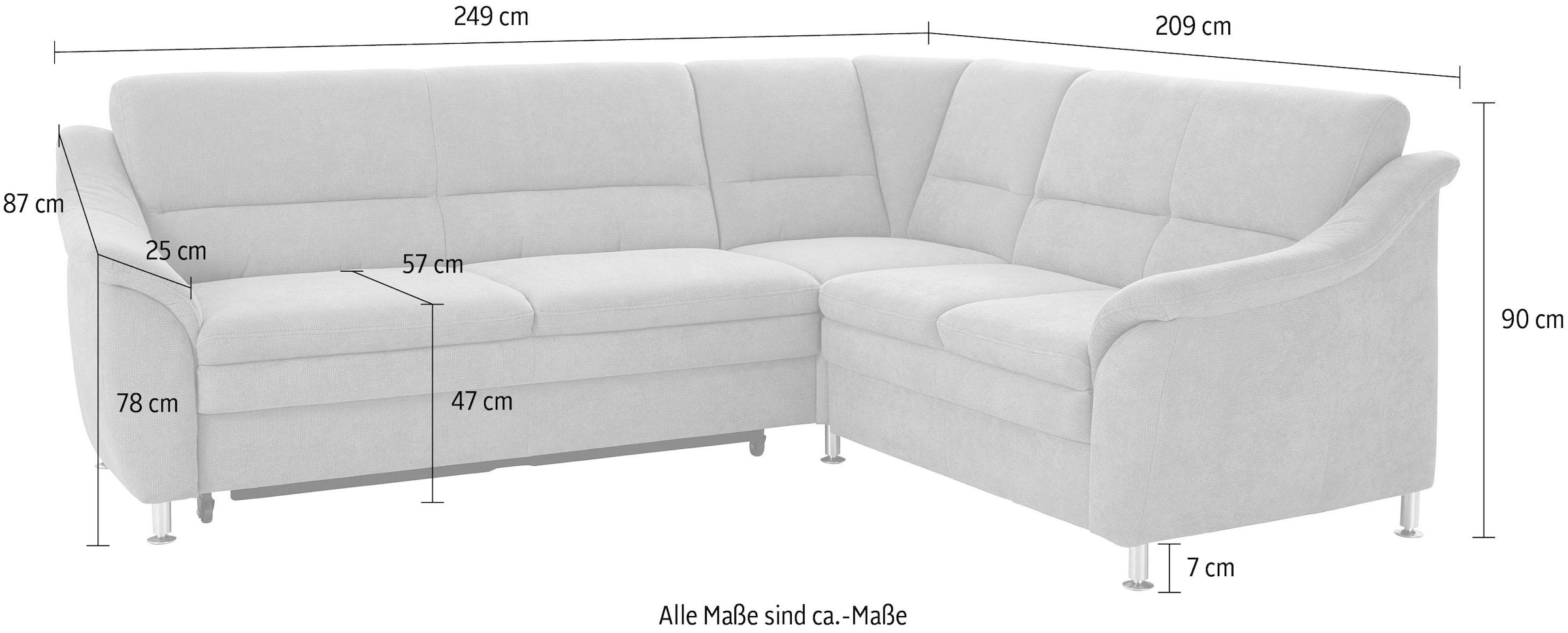 sit&more Ecksofa »Cardoso L-Form«, mit Federkern, wahlweise mit Bettfunktion und Schubkasten