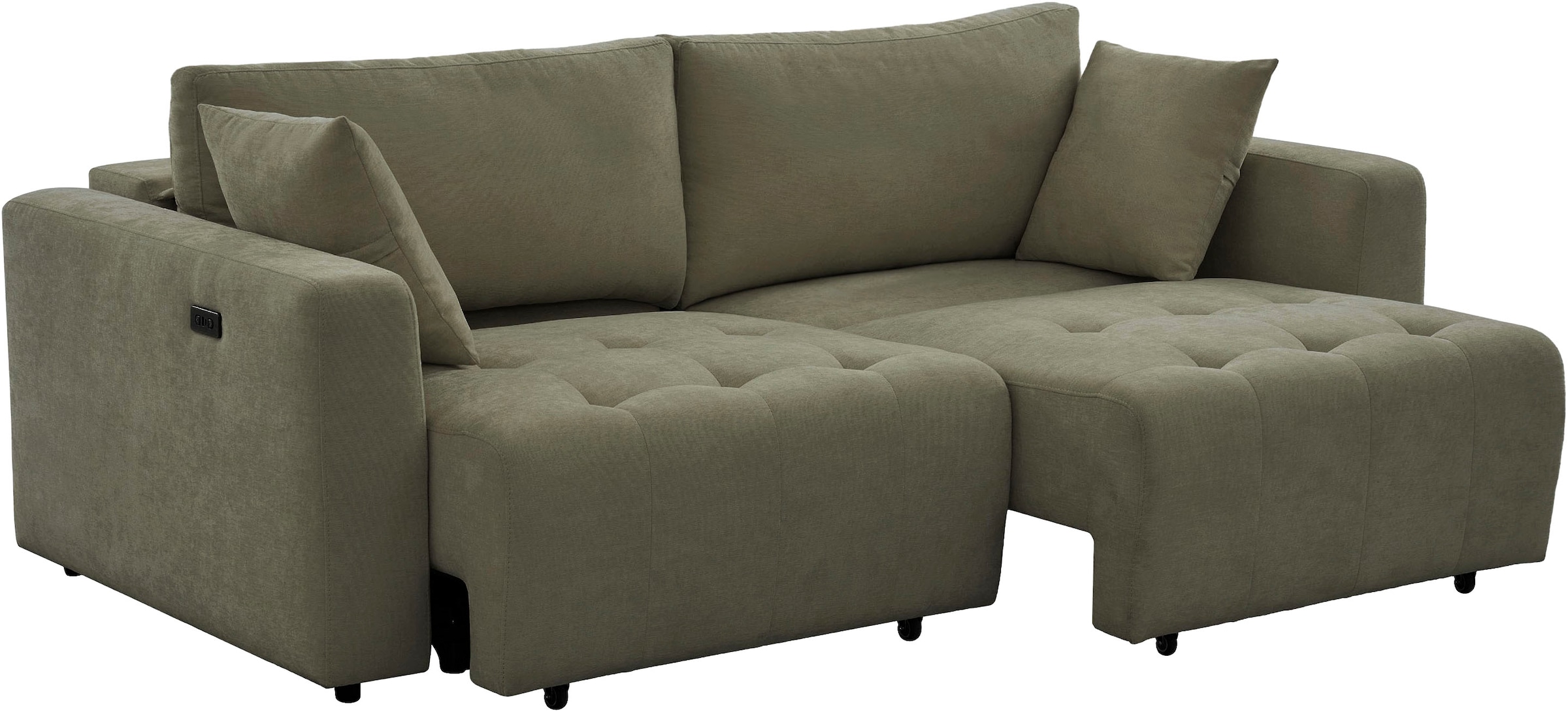 OTTO home 2,5-Sitzer »ELIANN , 209 cm - elektrisches Schlafsofa« mit USB A/C-Anschluss. Federkern, Webstoff