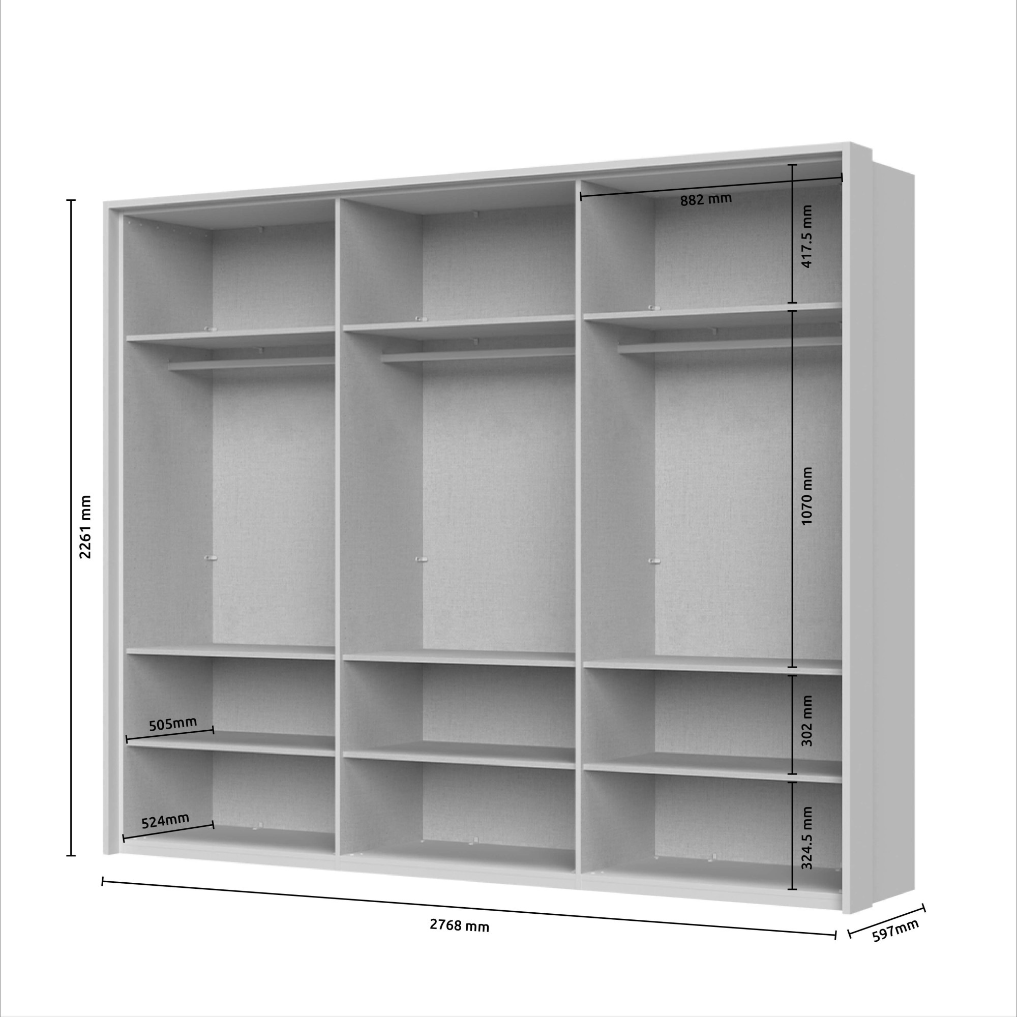 Places of Style Drehtürenschrank »Opera Parsol-Glastüren, LED-Innenbeleuchtung, mit und ohne Kranz«, Glastüren, UV-Lack, LED-Innenbeleuchtung, Soft-Close-Funktion