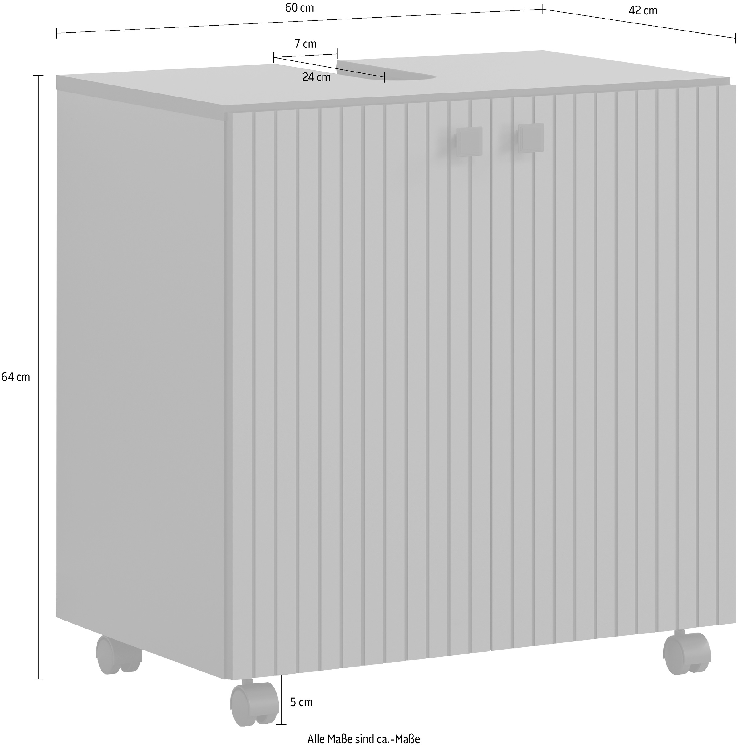 welltime Waschbeckenunterschrank »Amrum«, BxHxT 80 x 64 x 42cm Waschbeckenunterschrank Eiche Rillenoptik