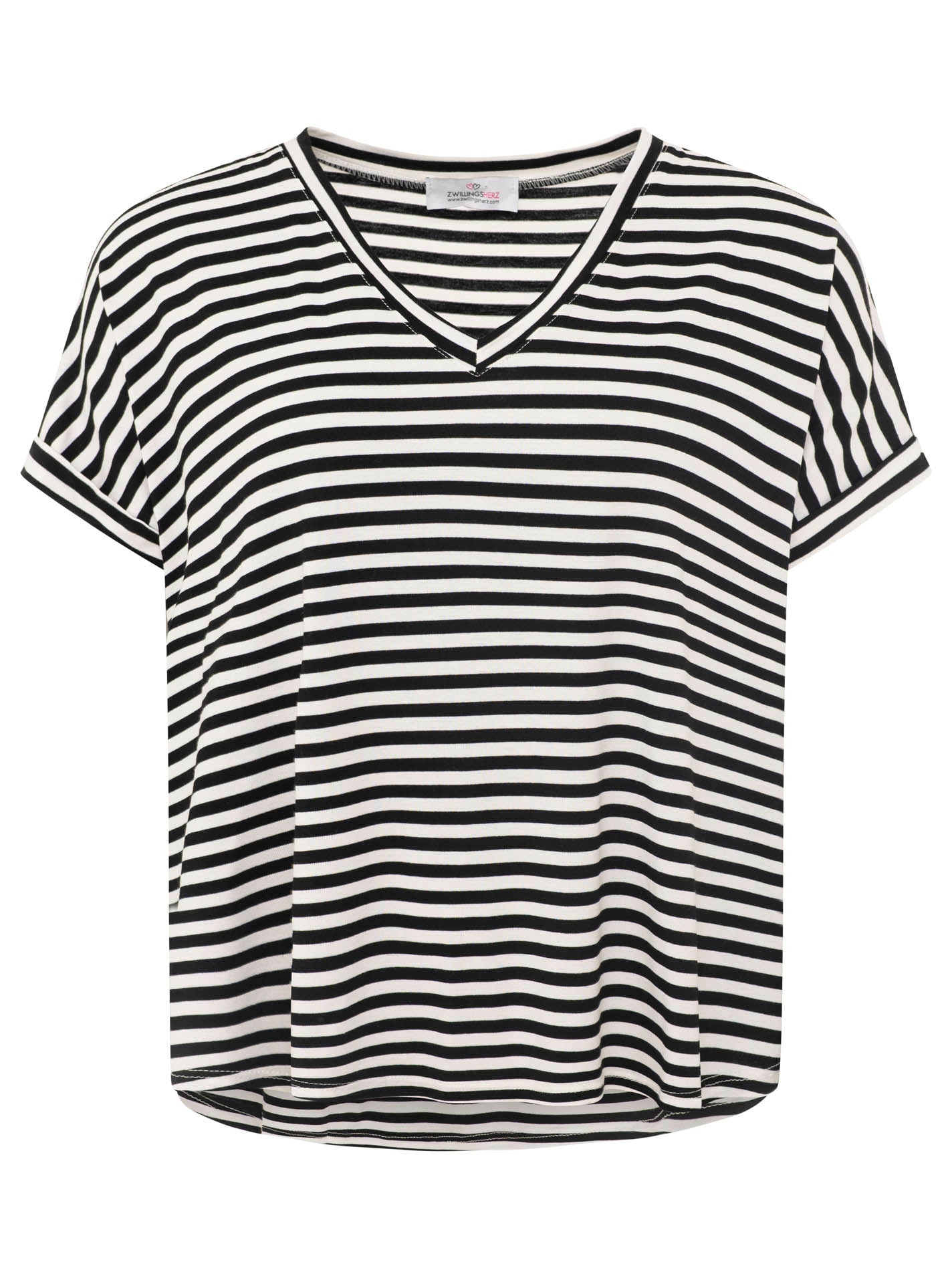 Zwillingsherz T-Shirt »"Maritime Streifen"« One Size, Kurzarm, V-Ausschnitt, gestreift, Loose Fit