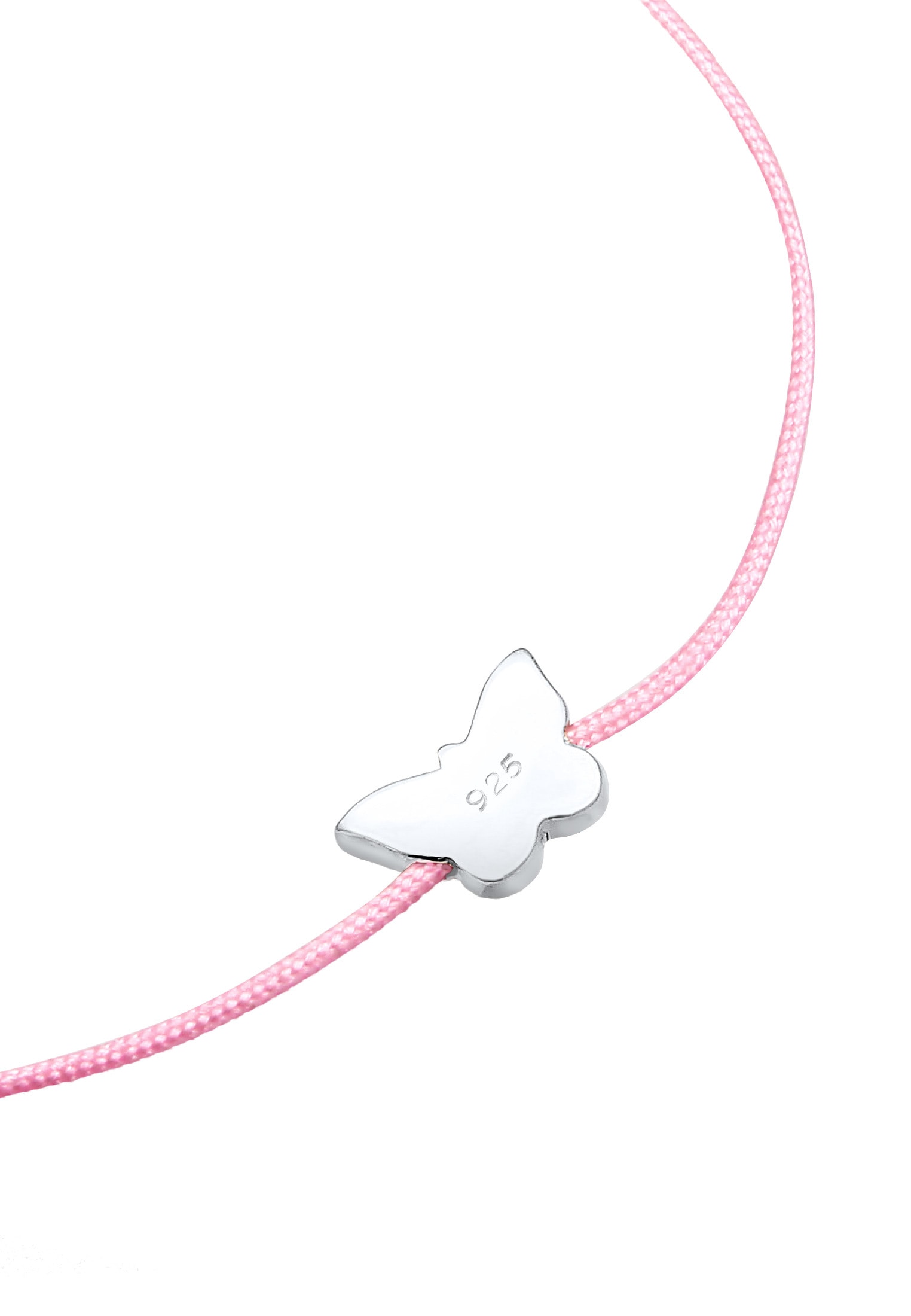 Elli Armkette »Armband Kinder Schmetterling Rosa Nylon Band 925 Sterling Silber«