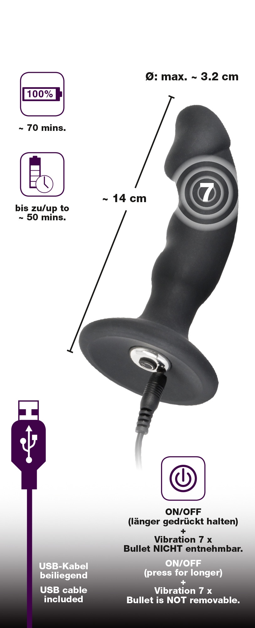 BLACK VELVETS Anal-Stimulator »vibrierender Analplug Black Velvets Rechargeable Plug« ()
