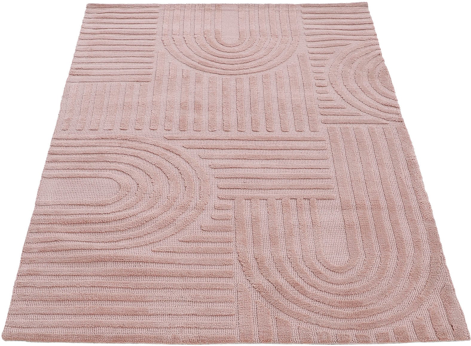 carpetfine Teppich »Holly 4 - getuftete rechteckig, Microfaser dichte weiche Boho Scandi, Soft Wohnzimmer Hoch-Tief-Struktur, Touch Teppich«