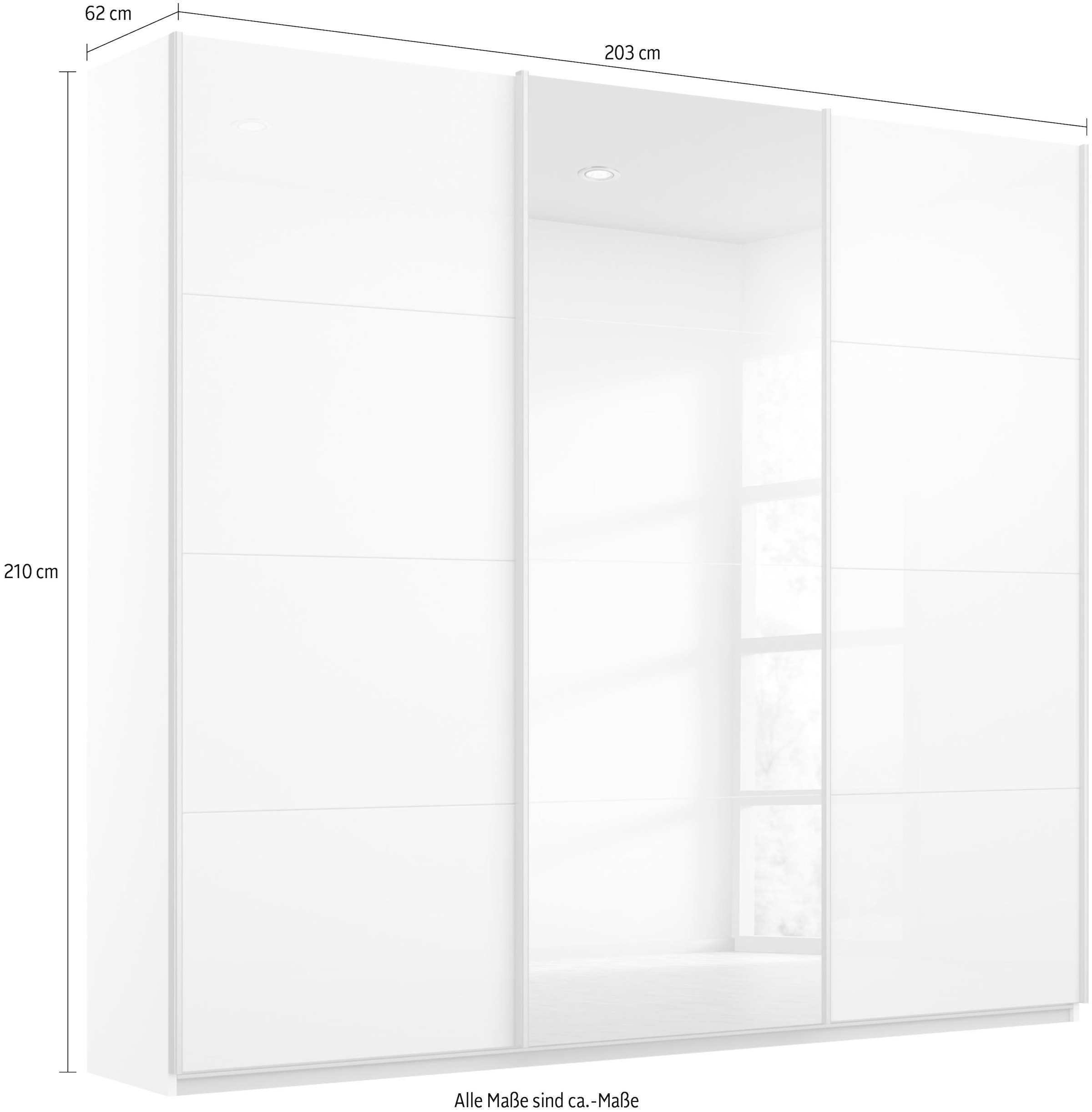 rauch Schwebetürenschrank »Kleiderschrank Schrank Garderobe KOLUNA Hochglanz-Front und Spiegel« Breiten 203/271/315/360 cm Höhen 210/229 cm,  inkl. 2 Innenschubladen sowie extra Einlegeböden MADE IN GERMANY
