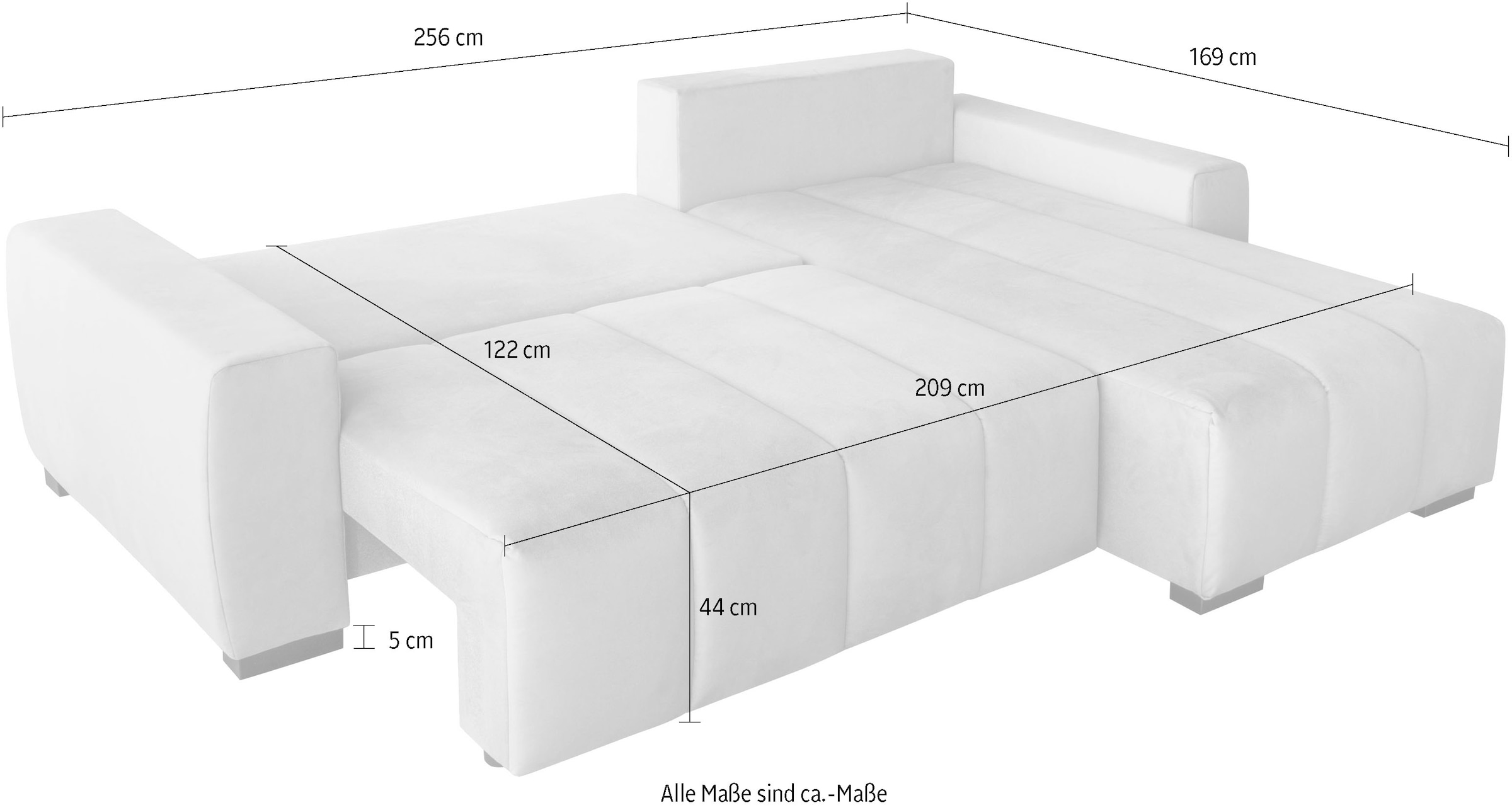 Home affaire Ecksofa »L-Form Bello« mit Bettfunktion, Bettkasten, Frei im Raum stellbar und Federkern