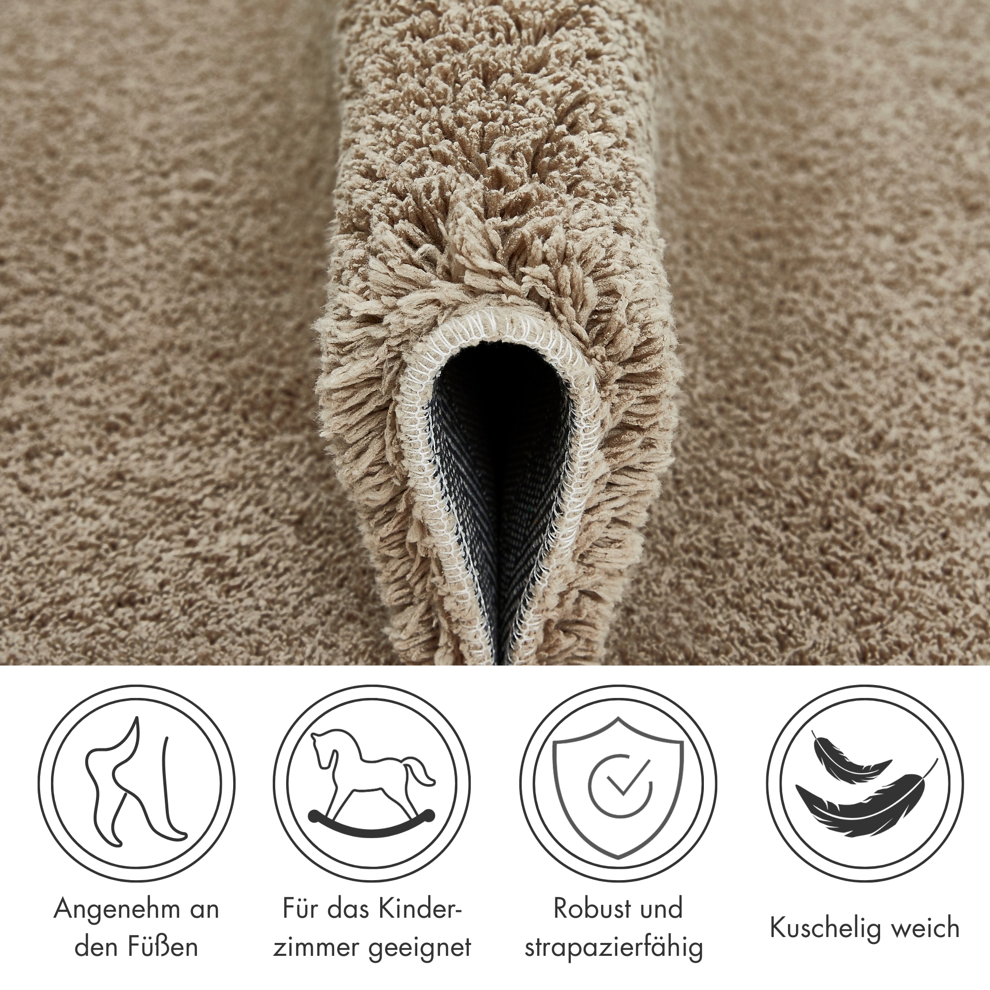 Andiamo Teppich »San Paolo« rechteckig 27 mm Höhe Uni Farben, weiche Qualität, ideal im Wohnzimmer & Schlafzimmer