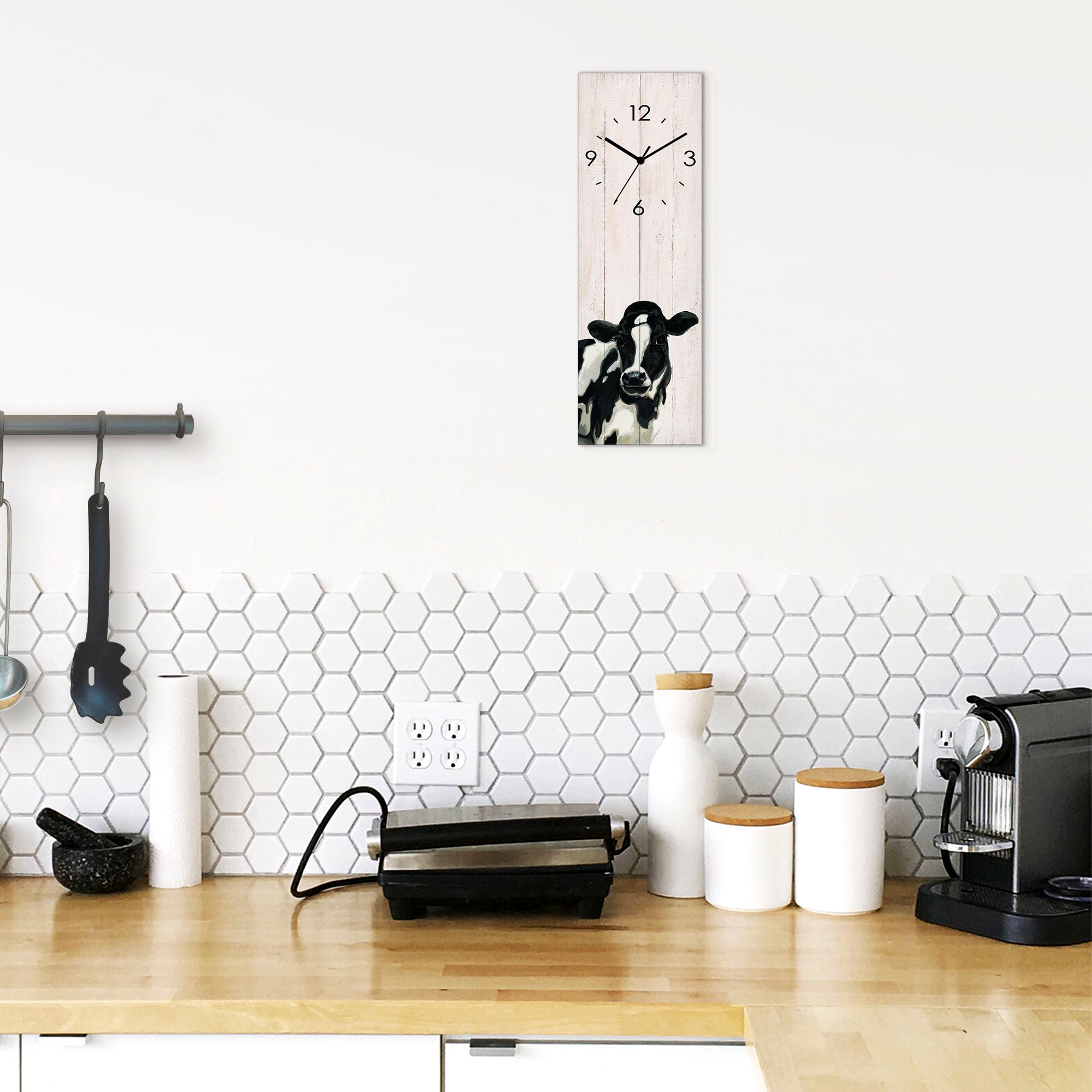 Artland Wanduhr »Kuh (in Holzoptik)« wahlweise mit  Quarz- oder Funkuhrwerk, lautlos ohne Tickgeräusche