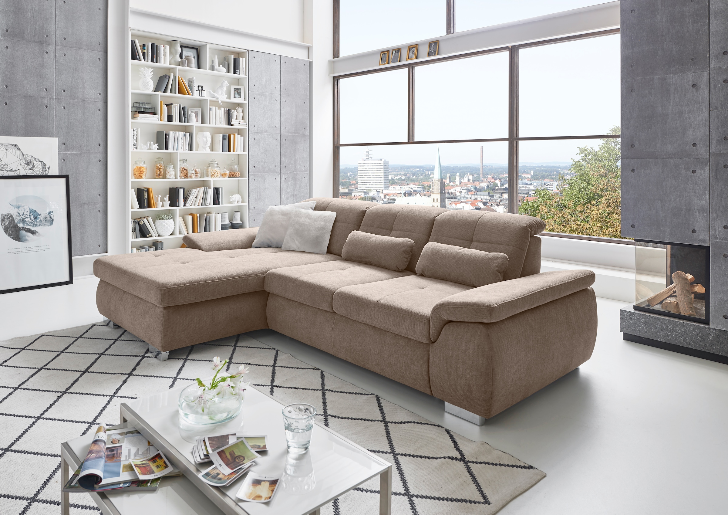 Die PlanBar Ecksofa »MP-IN16037 L-Form, Breite 289 cm, mit Kaltschaum-Polsterung« mit Sitztiefenverstellung & Zierkissen