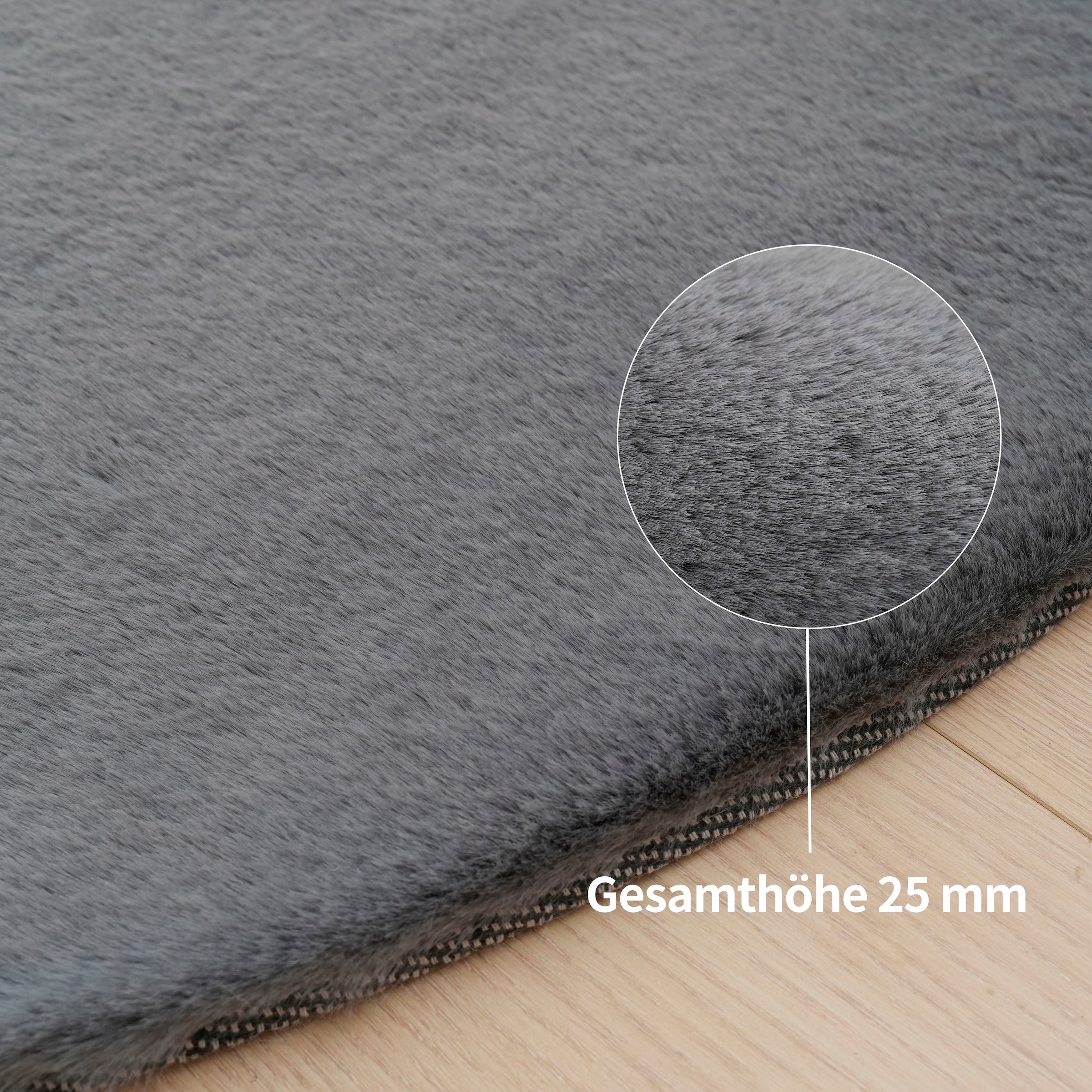 Bruno Banani Hochflor-Teppich »Rabbit 2 Bean, Kunstfell Teppich, Modern, besondere Form«, U-förmig, 25 mm Höhe, Kaninchenfell-Haptik, Microfaser, Wohnzimmer, Schlafzimmer, Esszimmer