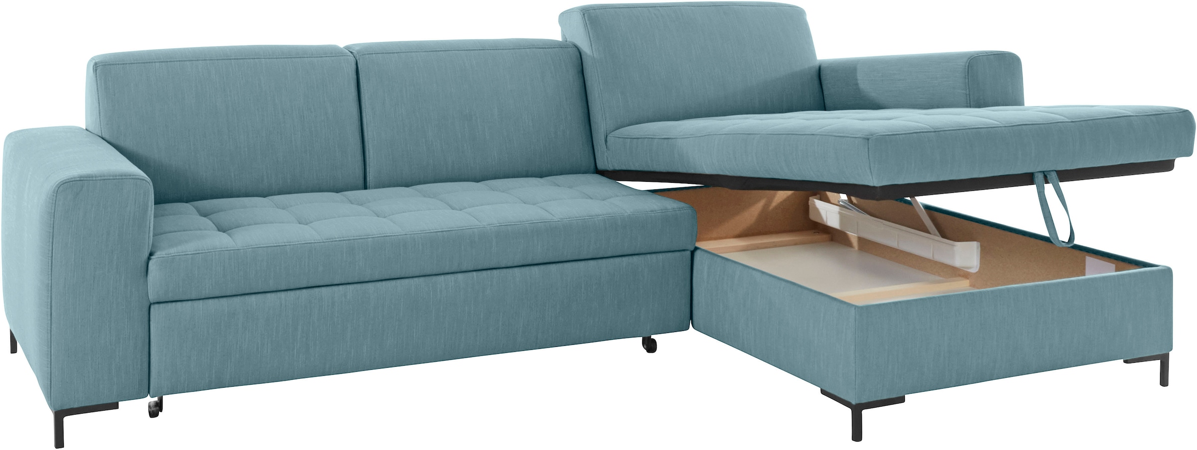 OTTO products Ecksofa »Grazzo, zeitlos und elegant, mit moderner Sitzheftung, L-Form«, hochwertige Stoffe aus recyceltem Material, Steppung im Sitzbereich