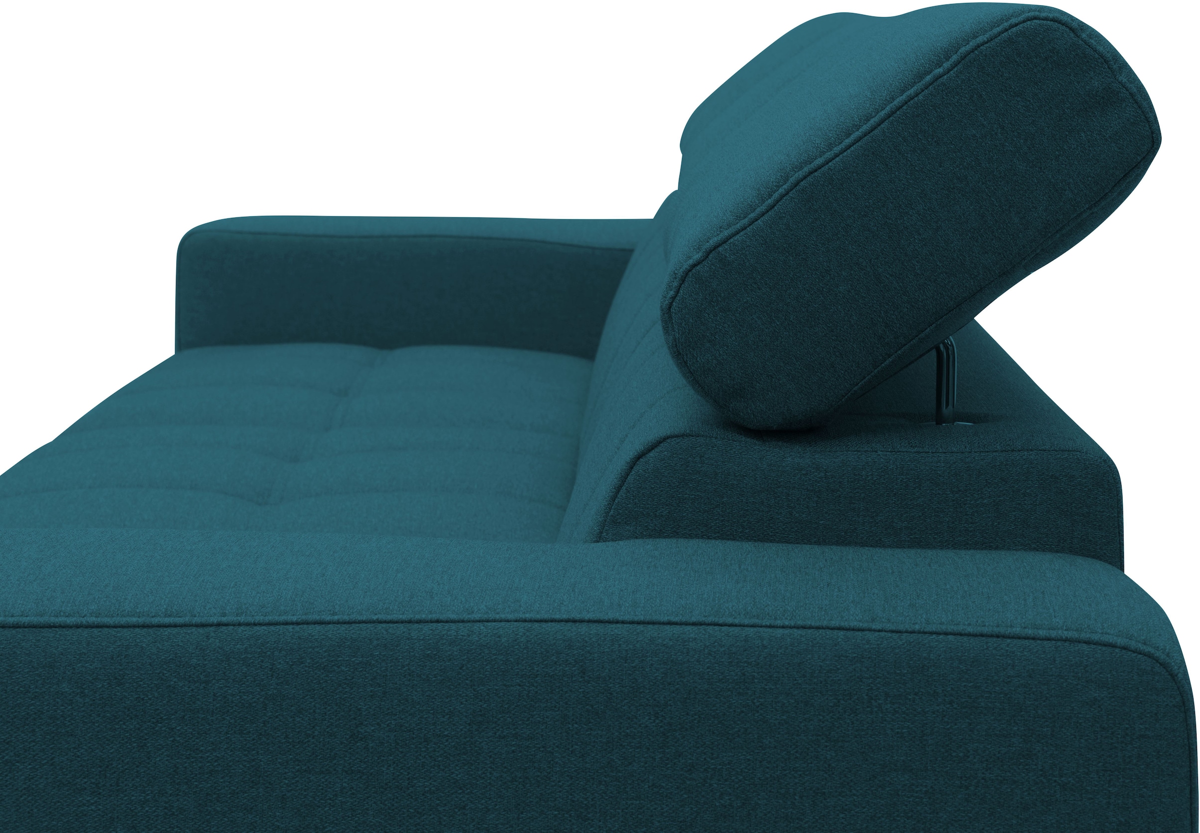 DOMO collection Ecksofa »Trento L-Form, mit Kufenfuß oder Einzelfuß«, wahlweise mit Kopfteilverstellung, Recamiere links/rechts bestellbar