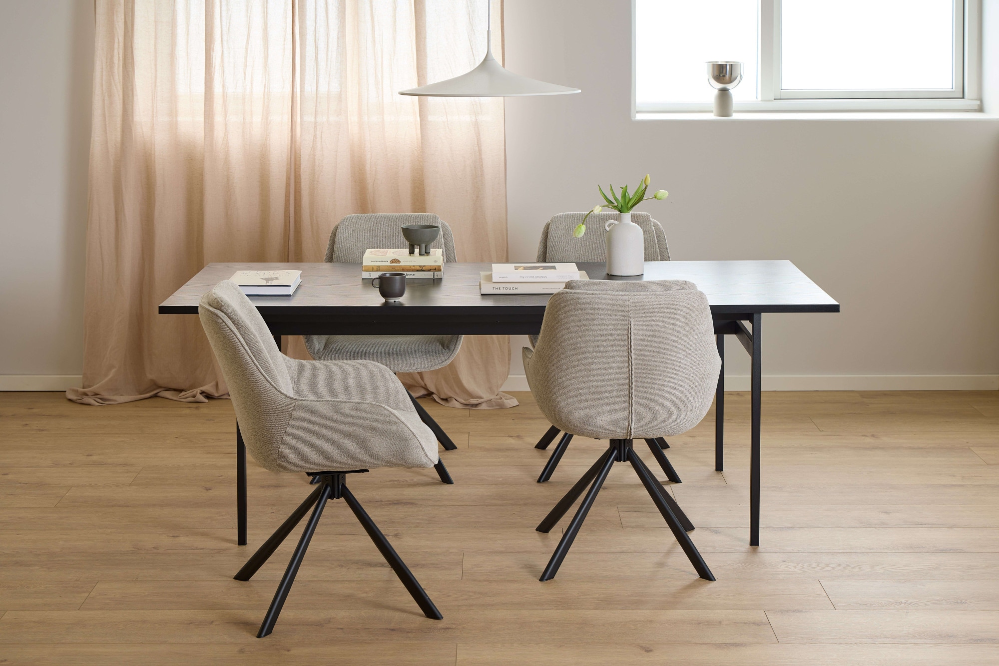 ACTONA GROUP Esszimmerstuhl »Carrie, Polsterstuhl, Stuhl, Sitzhöhe-38 cm« (Set) 2 Stk.Stuhl, sandfarbener Chenille, Armlehnen, Polsterung, Drehfunktion,FSC™