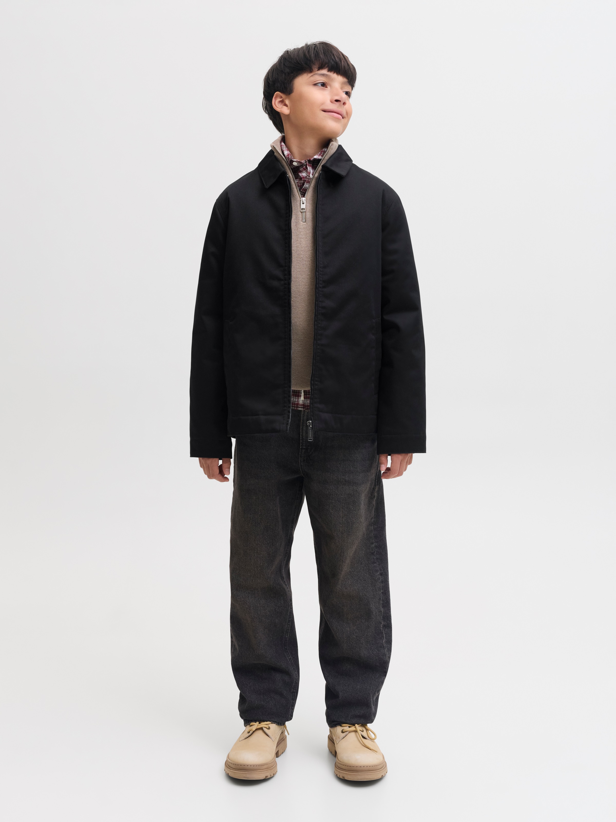 Jack & Jones Junior Kurzjacke »JJECOLTON WORKER JACKET JNR« Materialmix, mit Reißverschluss
