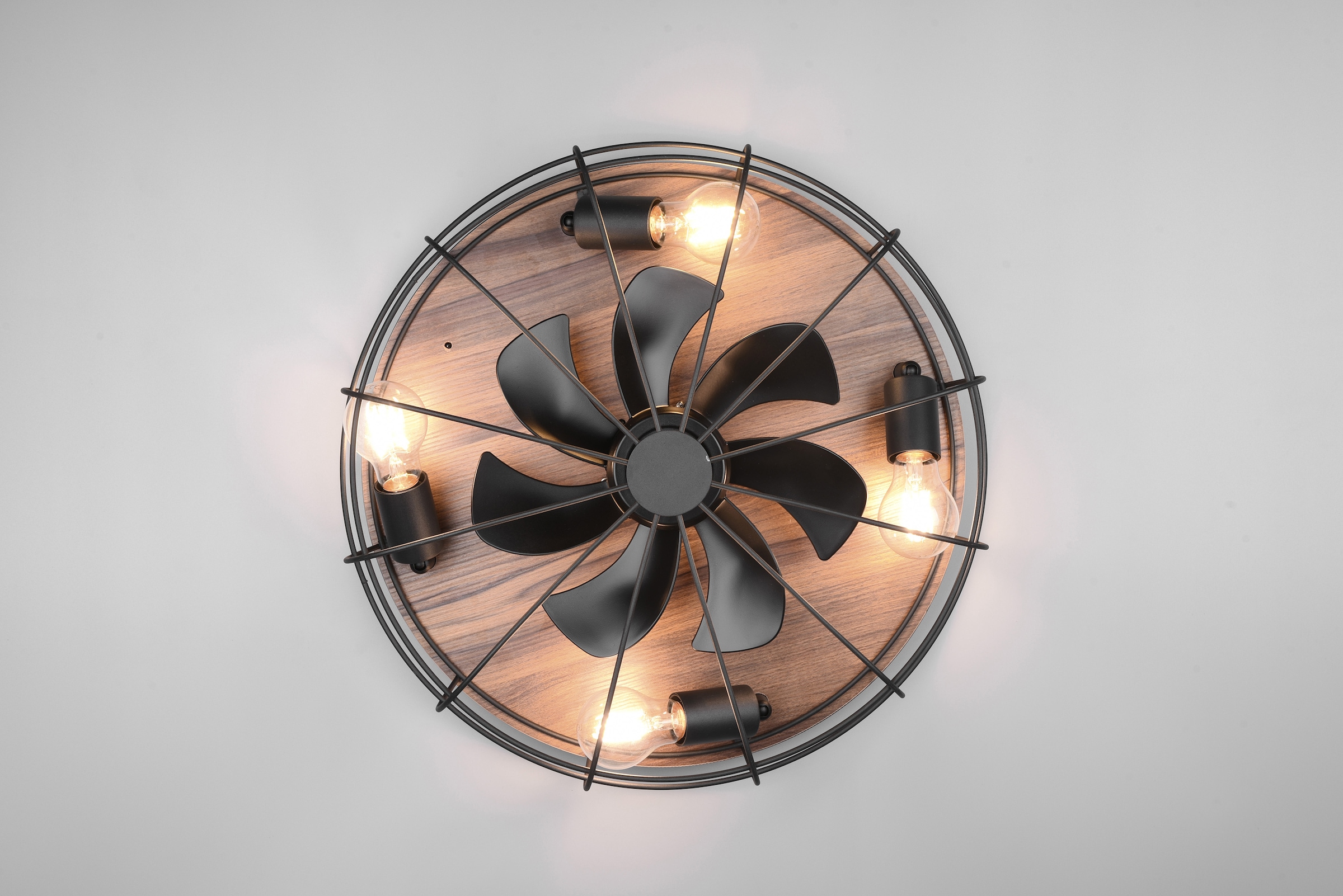 REALITY Leuchten Deckenleuchte »Trondheim Deckenventilator«, 4 flammig, Leuchtmittel E27 | Leuchtmittel wechselbar, Deckenlampe Ventilator getrennt schaltbar