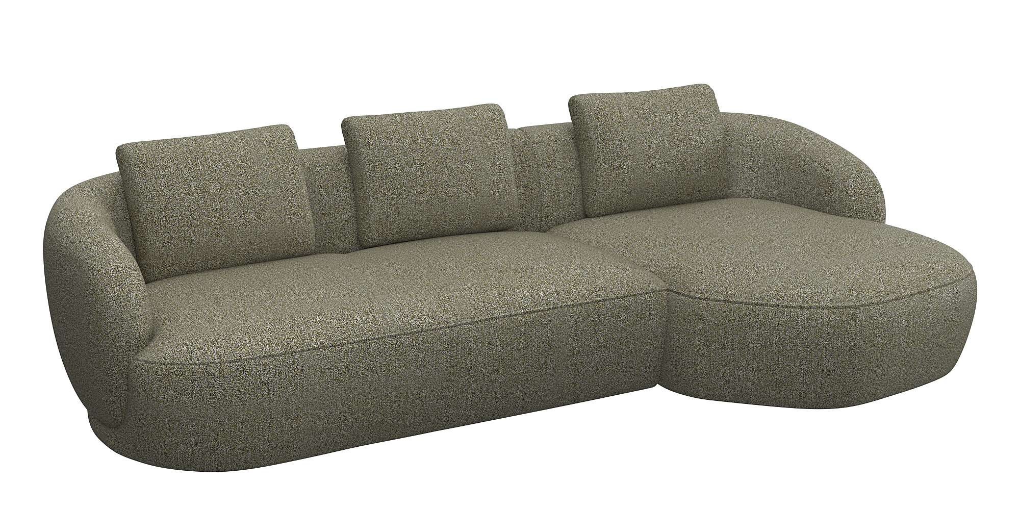 FLEXLUX Wohnlandschaft »Torino, rund, L-Form, Sofa-Ecke mit Recamiere, Longchair-Sofa«, Modernes, organisches Sofa-Design, Kaltschaum, Wellenunterfederung