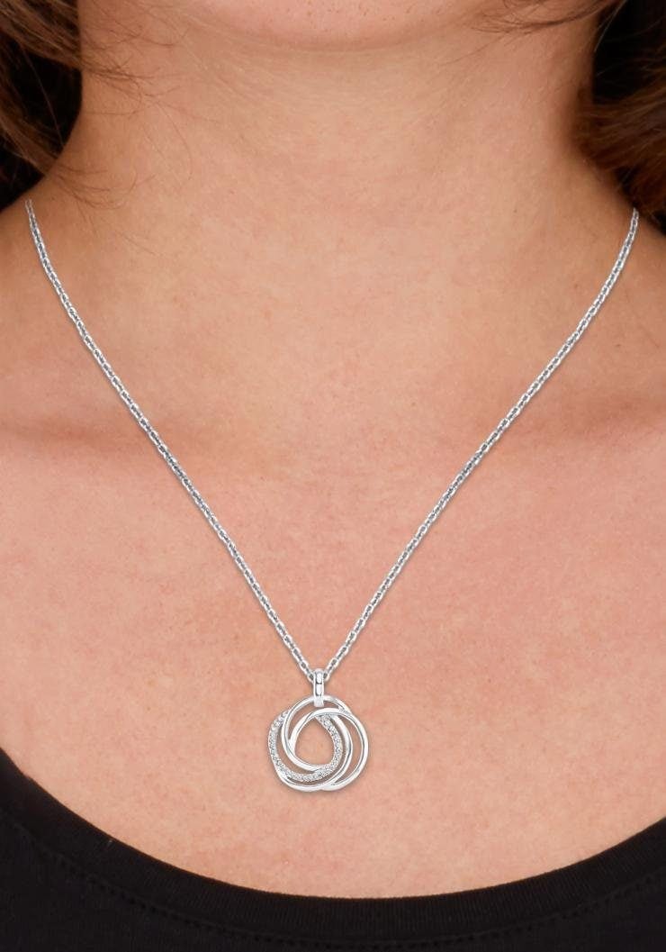 Amor Kette mit Anhänger »verschlungene Kreise« mit Zirkonia (synth.)