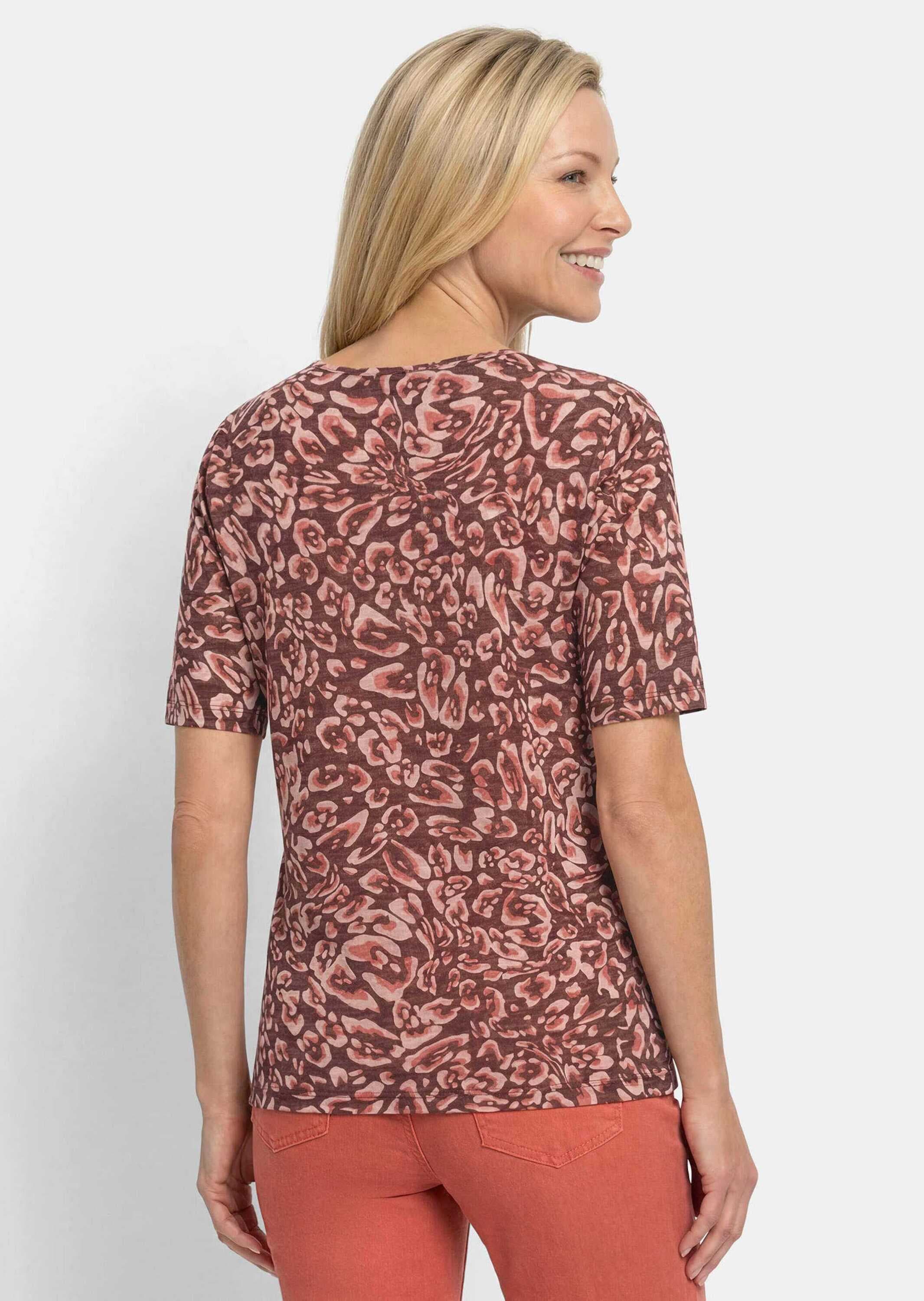 GOLDNER Kurzarmshirt »Viskoseshirt mit abstraktem Floraldruck« stretchbequemer Viskosejersey