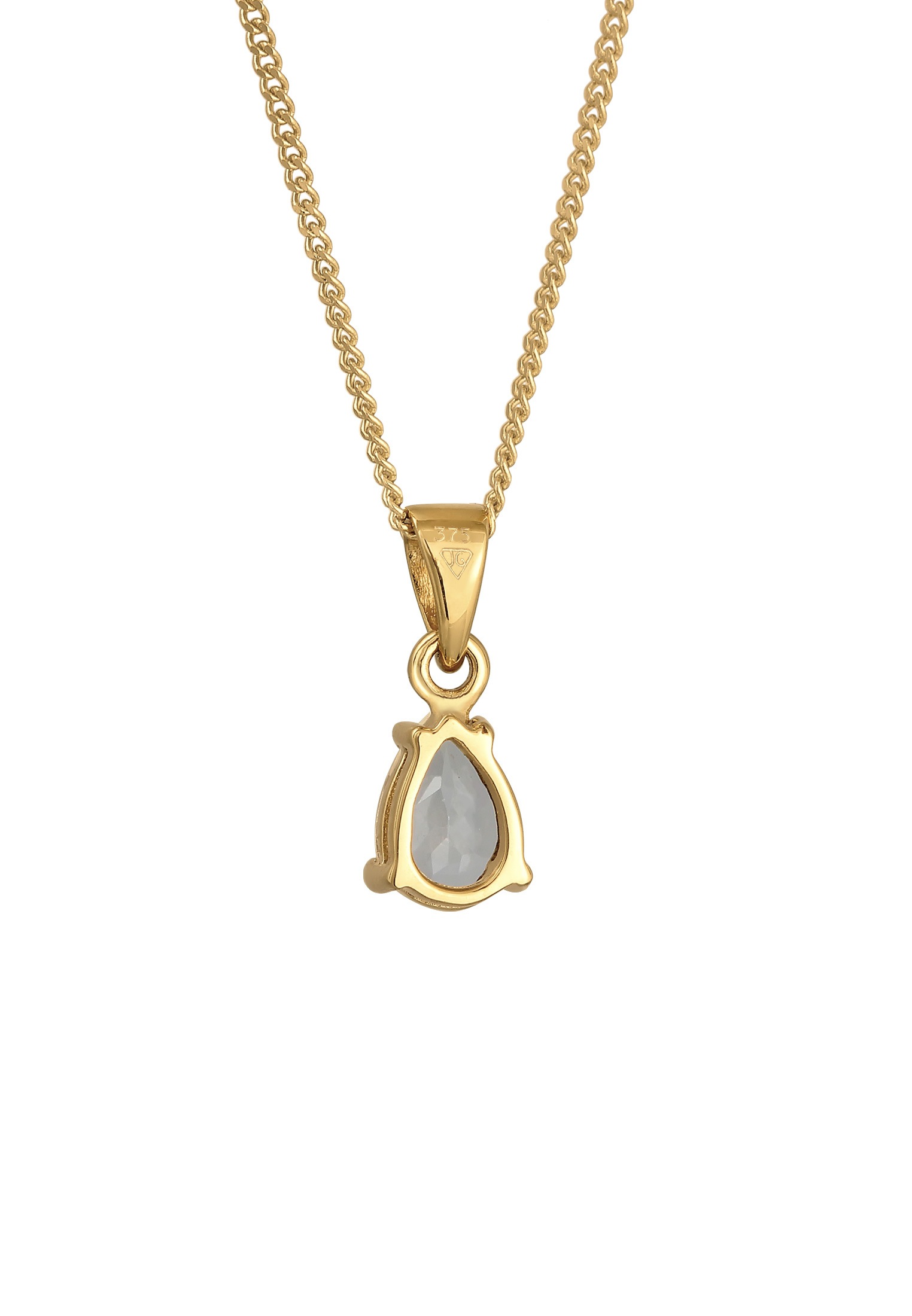 Elli Premium Silberkette »Halskette Topas Edelstein Tropfen Solitär 375er Gelbgold«